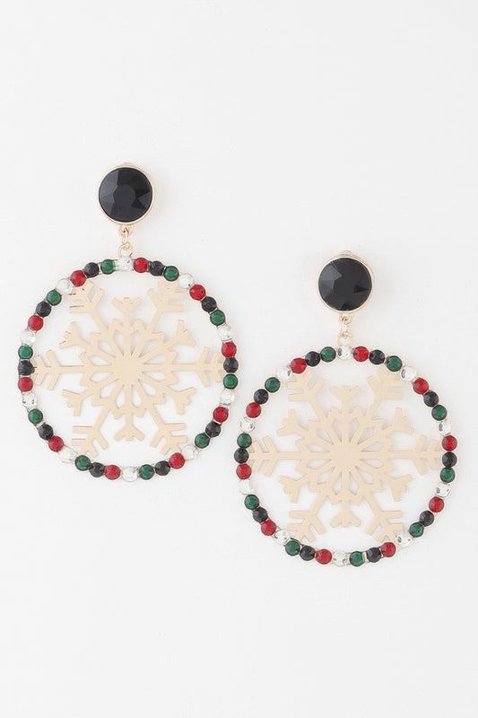 Jeweled Snowflake Earrings - Tigbul's Variety Fashion Shop