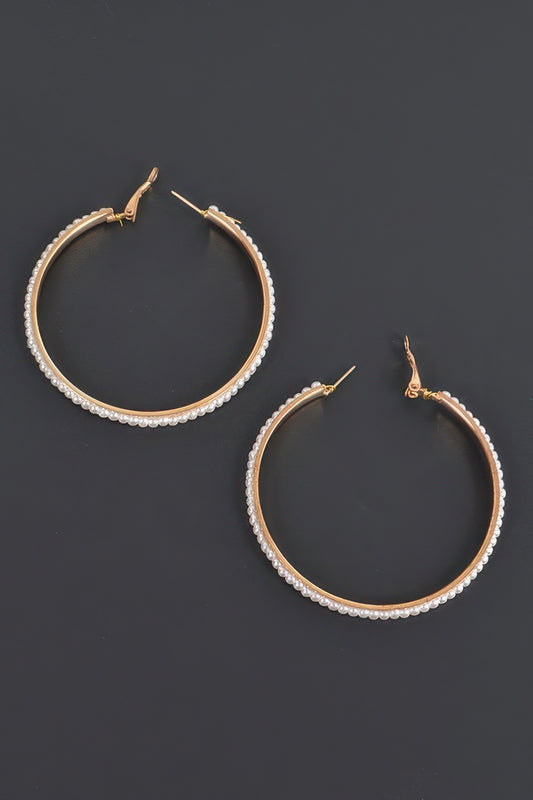 Round Shape Pearl Hoop Earrings - Tigbul's Variety Fashion Shop