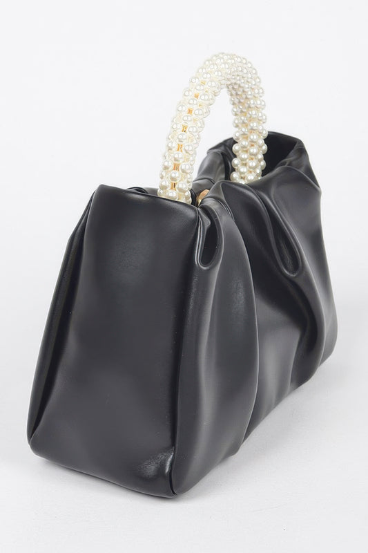 Faux Leather Pearl Handle Crossbody Bag - Tigbul's Variety Fashion Shop