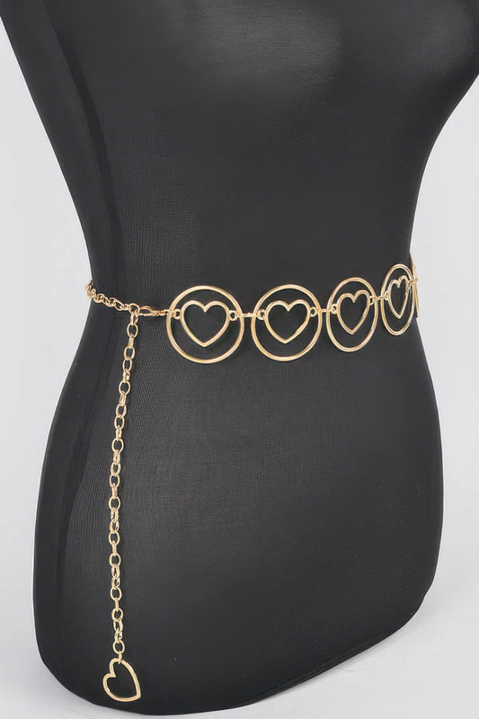 Heart Shape And O Ring Metal Chain Belt - Tigbul's Variety Fashion Shop
