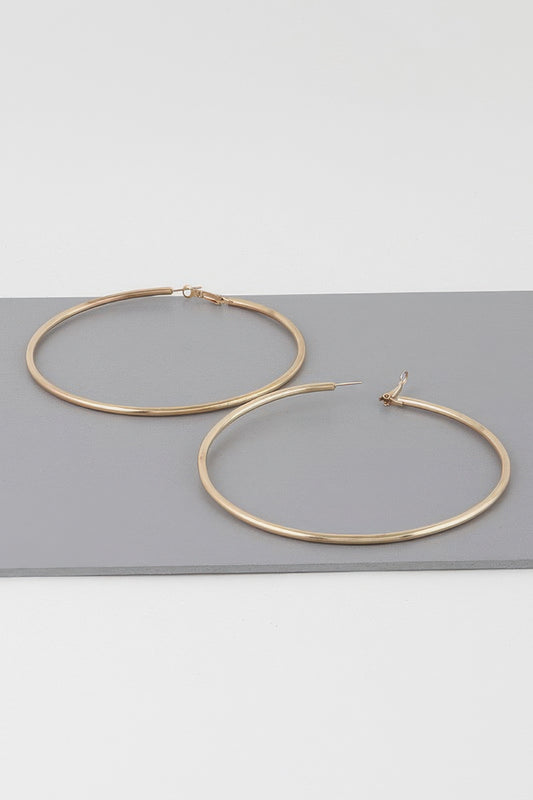 Wide Shiny 3.8" Hoop Earrings - Tigbul's Variety Fashion Shop