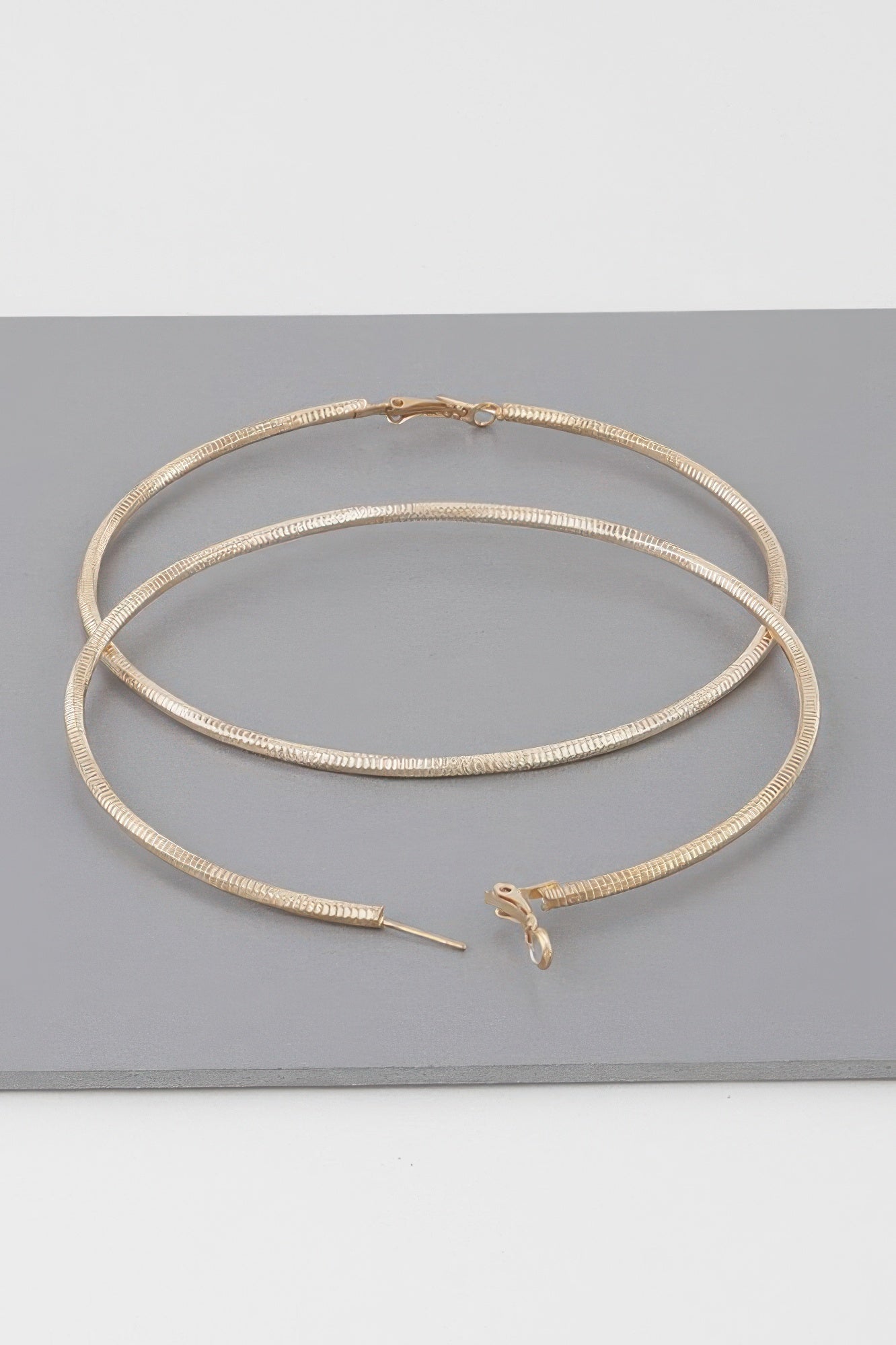 Wide Geometric Twisted 3.8" Hoop Earrings - Tigbul's Variety Fashion Shop