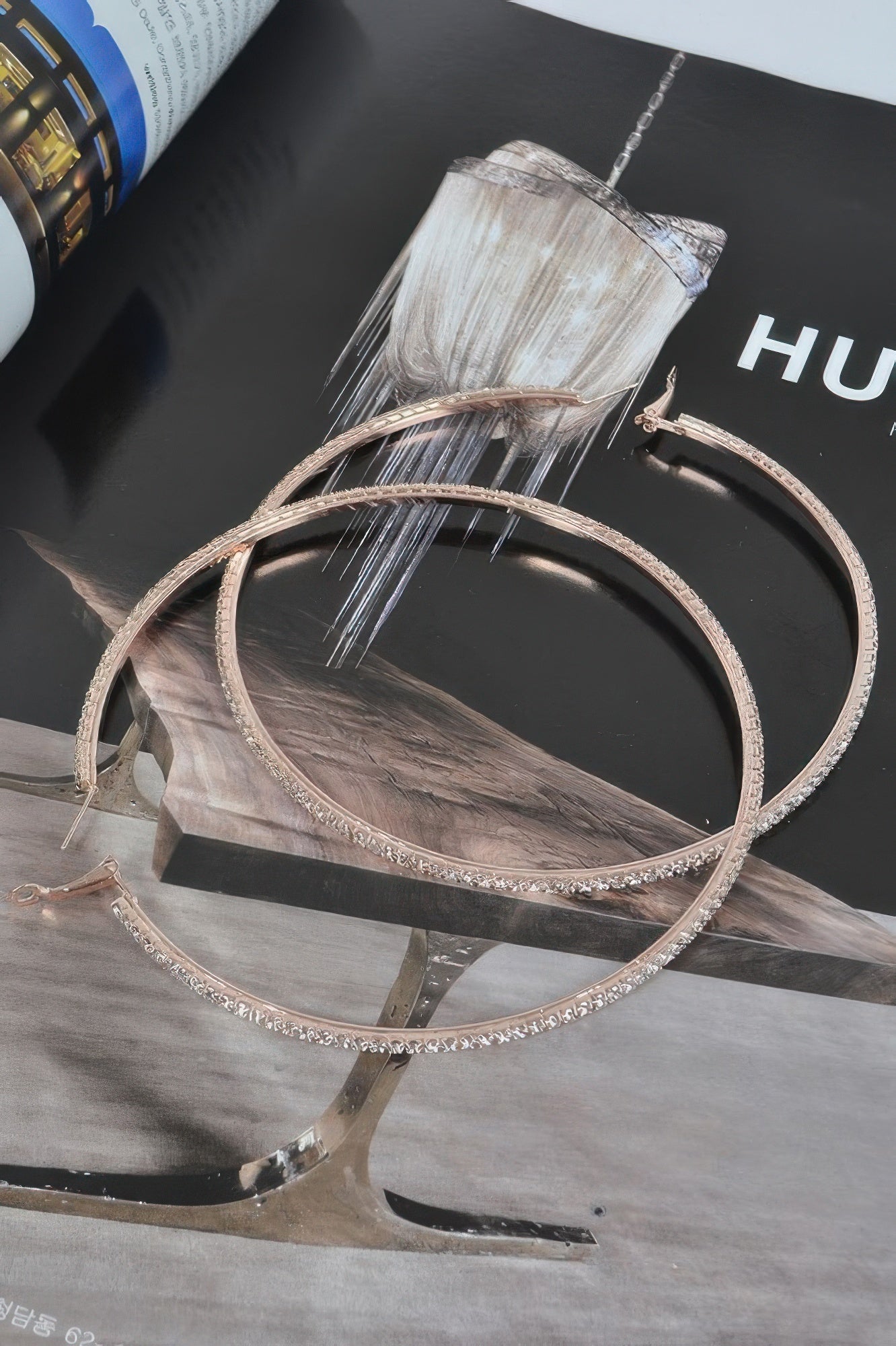 10cm Double Rhinestone Hoop Earrings - Tigbul's Variety Fashion Shop