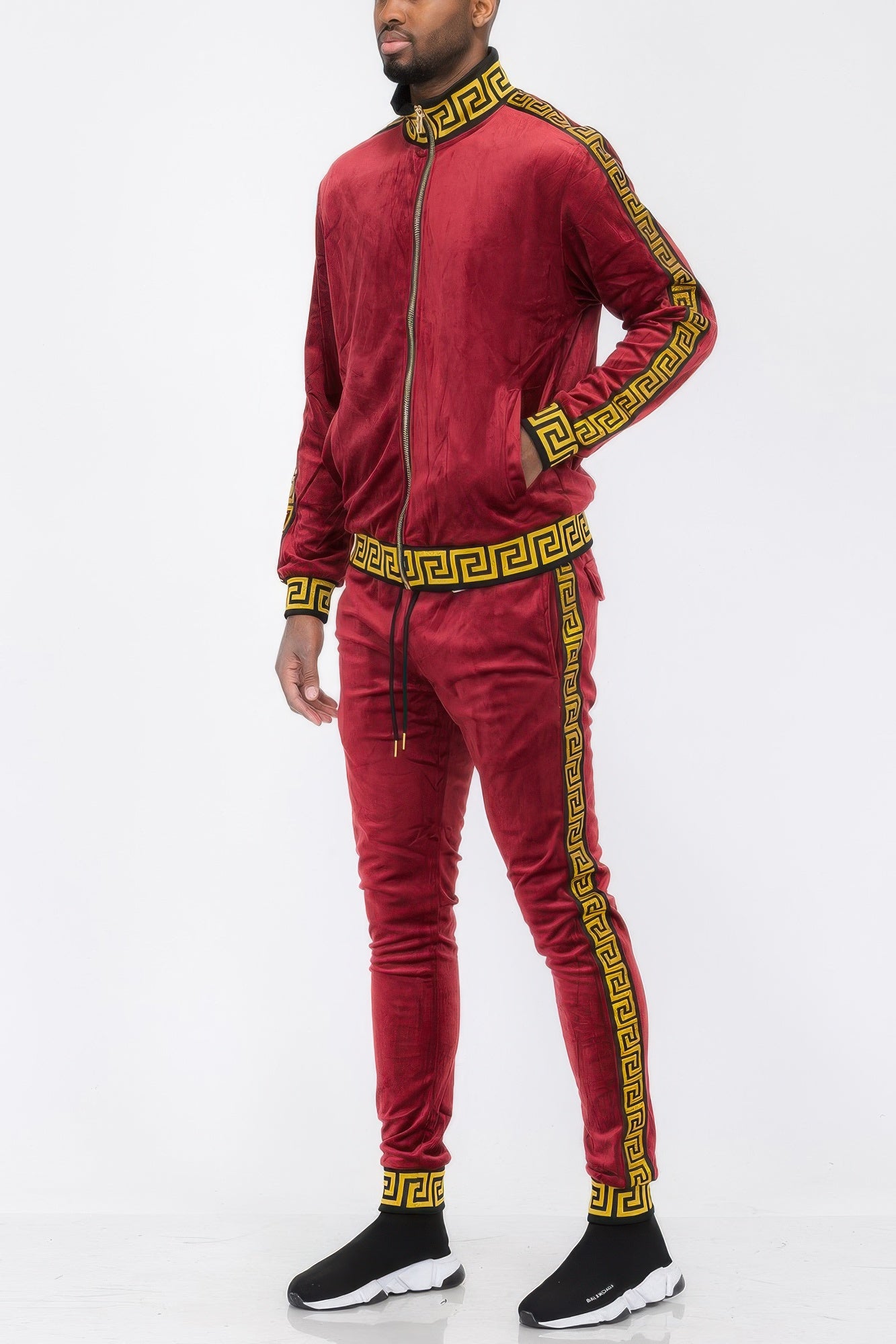 Track Set Velour Status Print Suit - Tigbul's Variety Fashion Shop