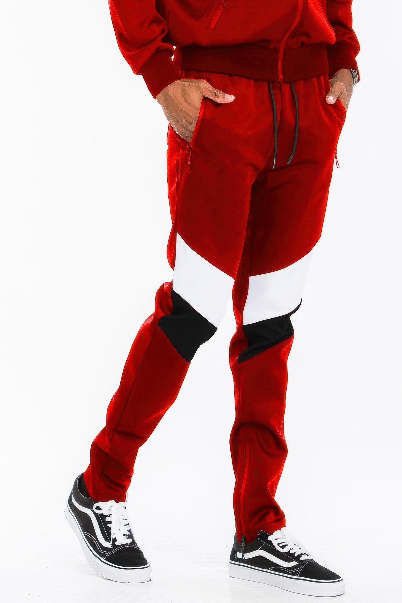 Men's Chevron Stripe Full Zip Track Suit - Tigbul's Variety Fashion Shop