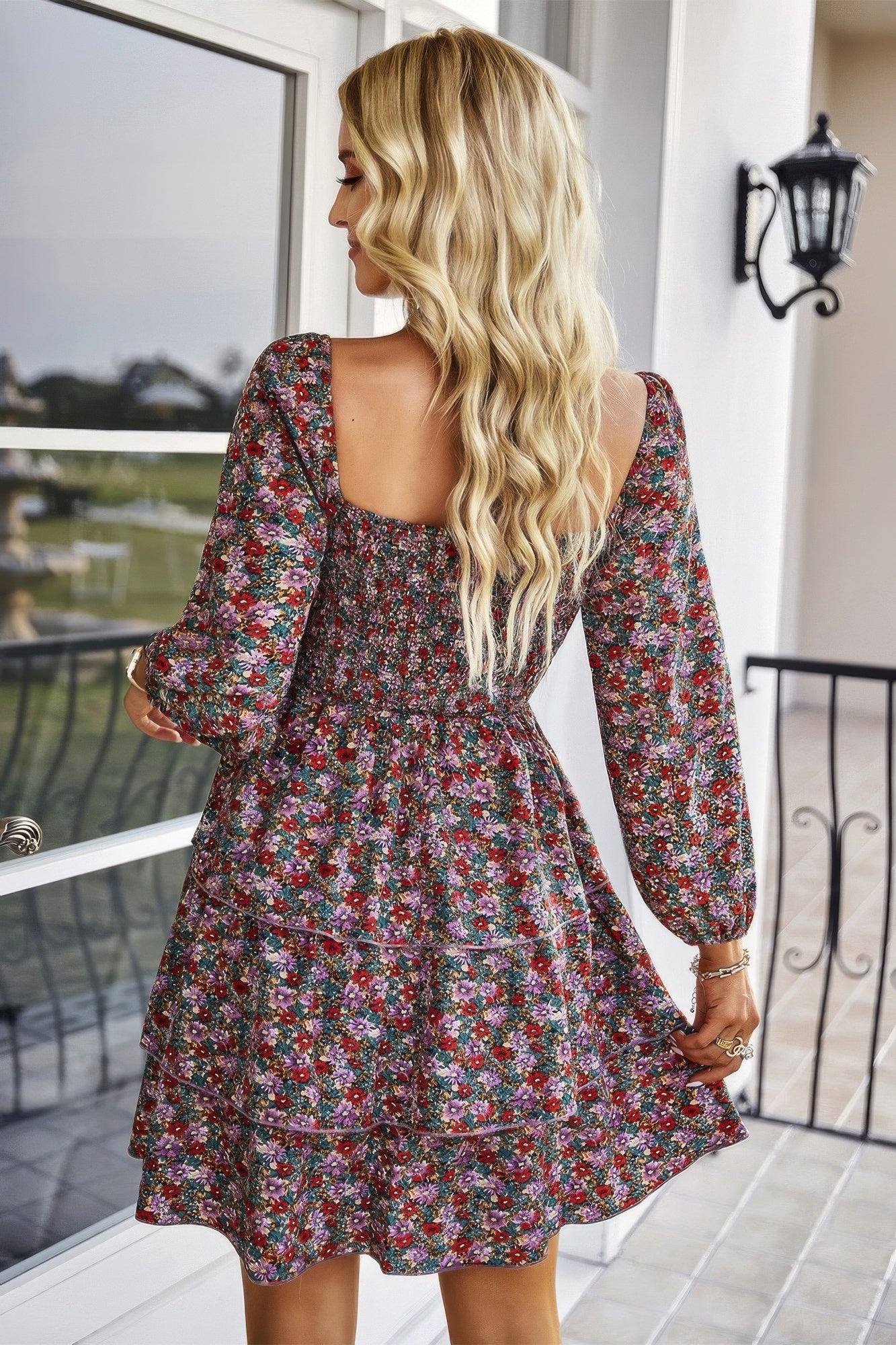 Square Neck Solid Lace Up Cocktail Dress - Tigbul's Variety Fashion Shop