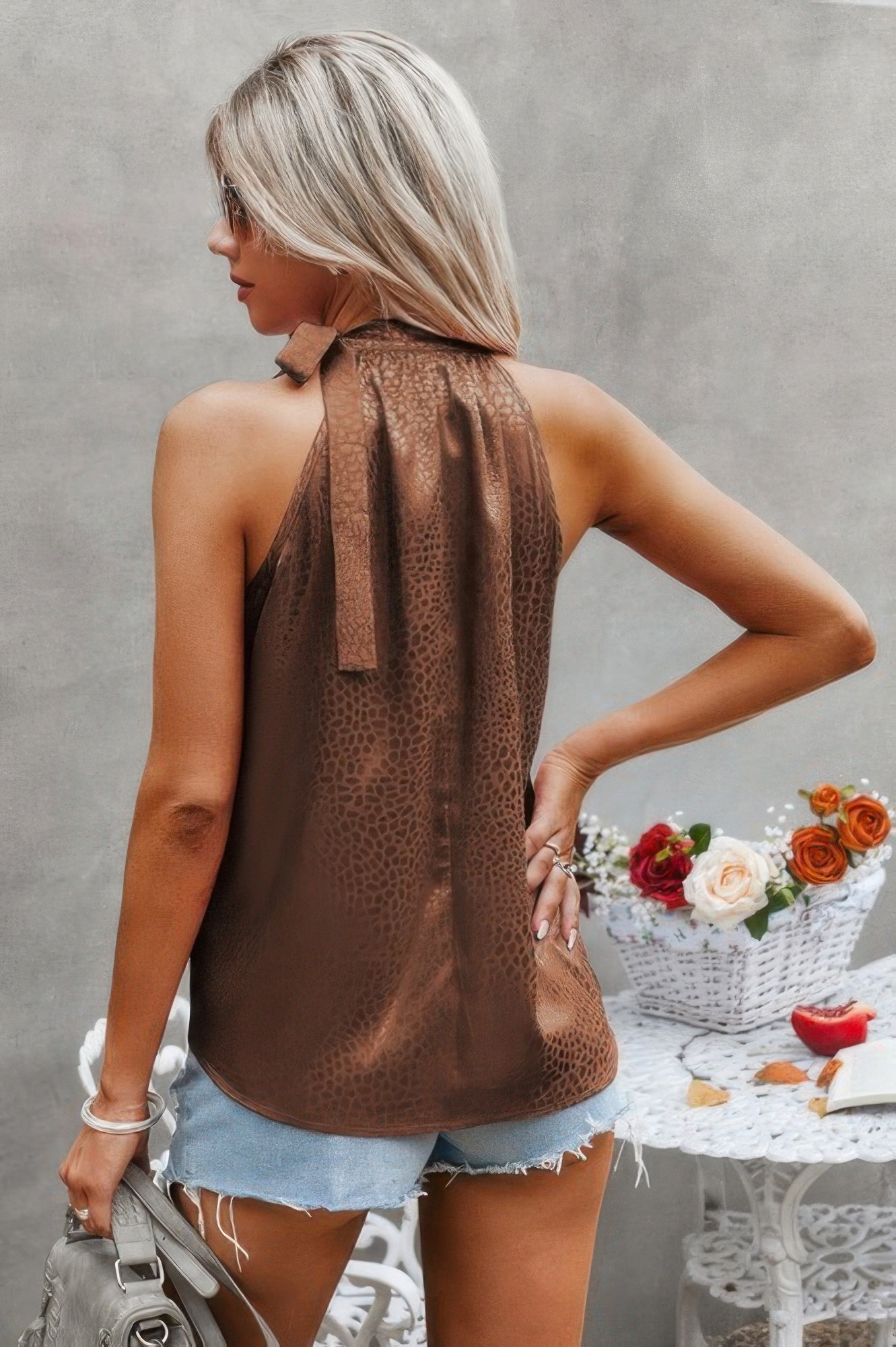 Satin Leopard Halter Tank Spaghetti Strap Cami Shi - Tigbul's Variety Fashion Shop