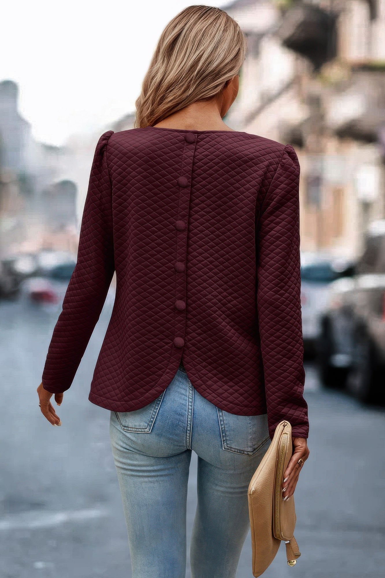 Back Ruffled Detail Crewneck Ruffle Pullover - Tigbul's Variety Fashion Shop