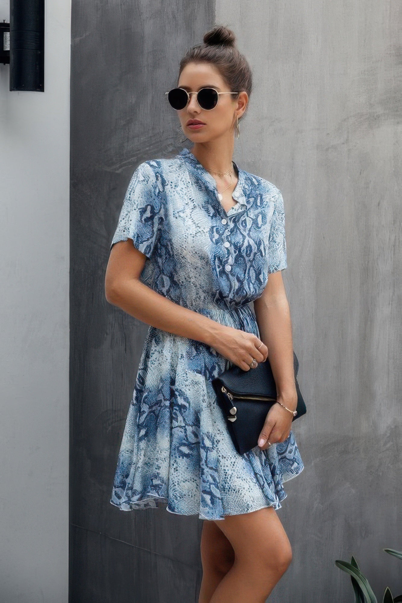Animal Drawstring Waist Shirt Dress - Tigbul's Variety Fashion Shop