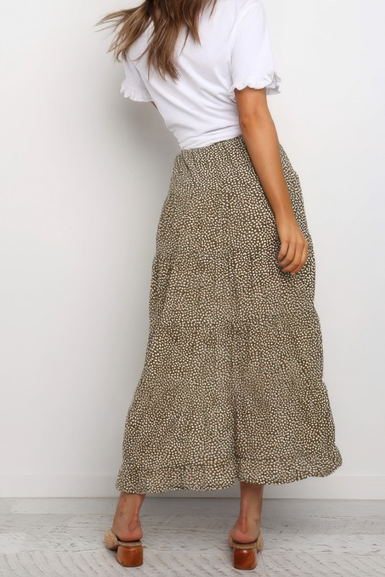 Boho Floral Print Midi Skirt Casual Side Slit Skirt - Tigbul's Variety Fashion Shop