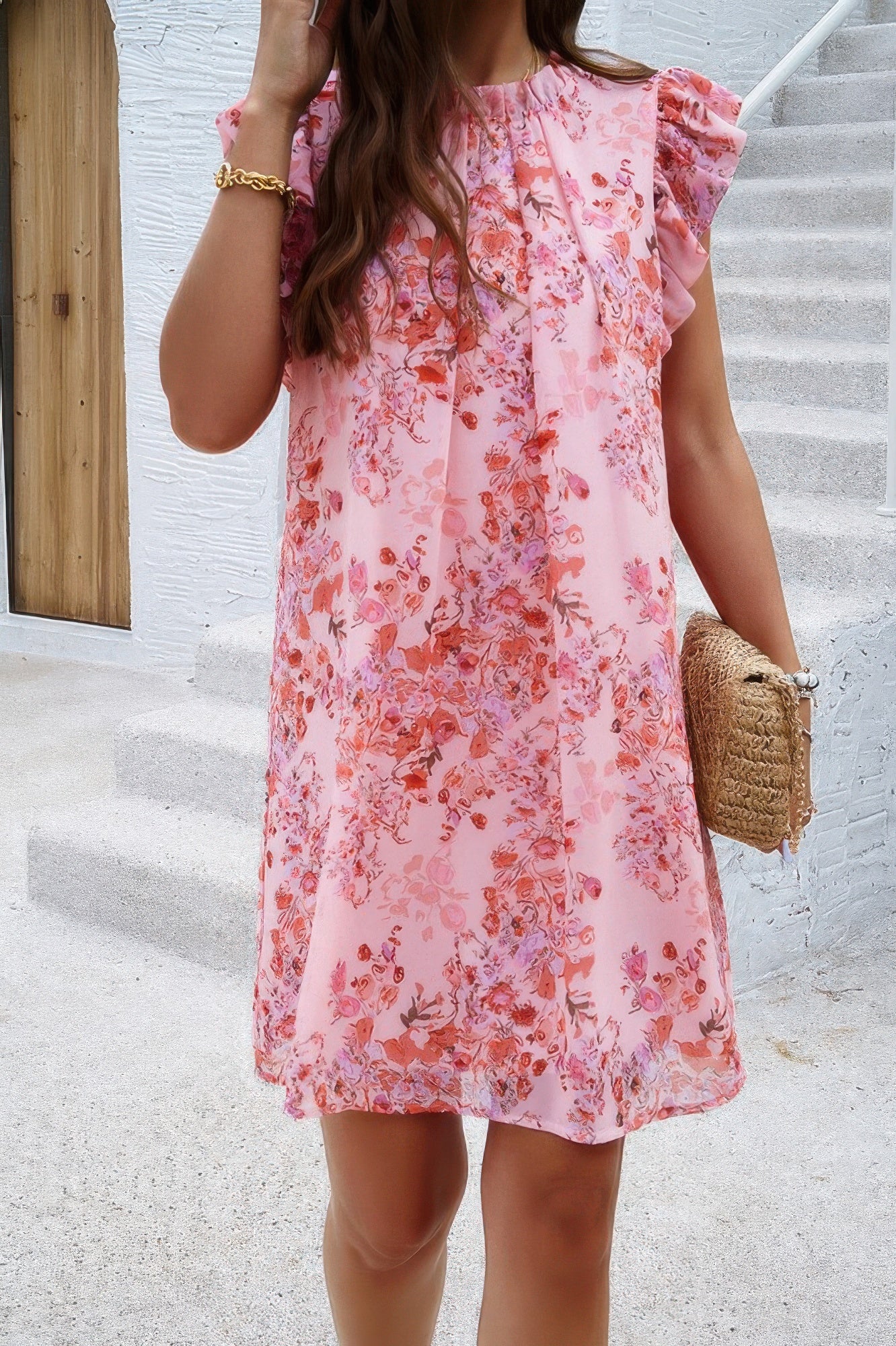 Floral Print Elegant Sleeveless Ruffle A Line Dress - Tigbul's Variety Fashion Shop