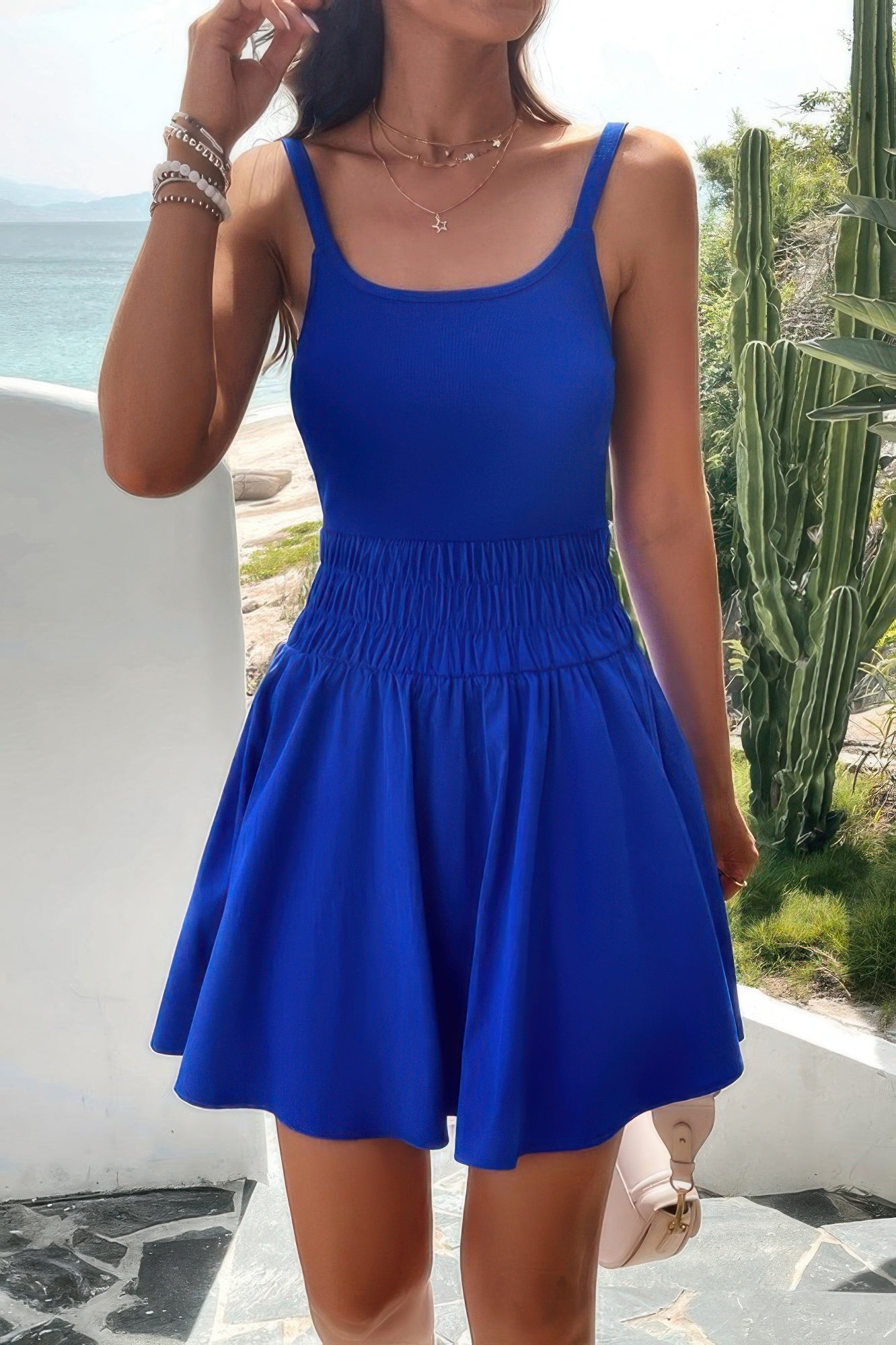 Athletic Sleeveless Elastic Waistband Swing Dress - Tigbul's Variety Fashion Shop
