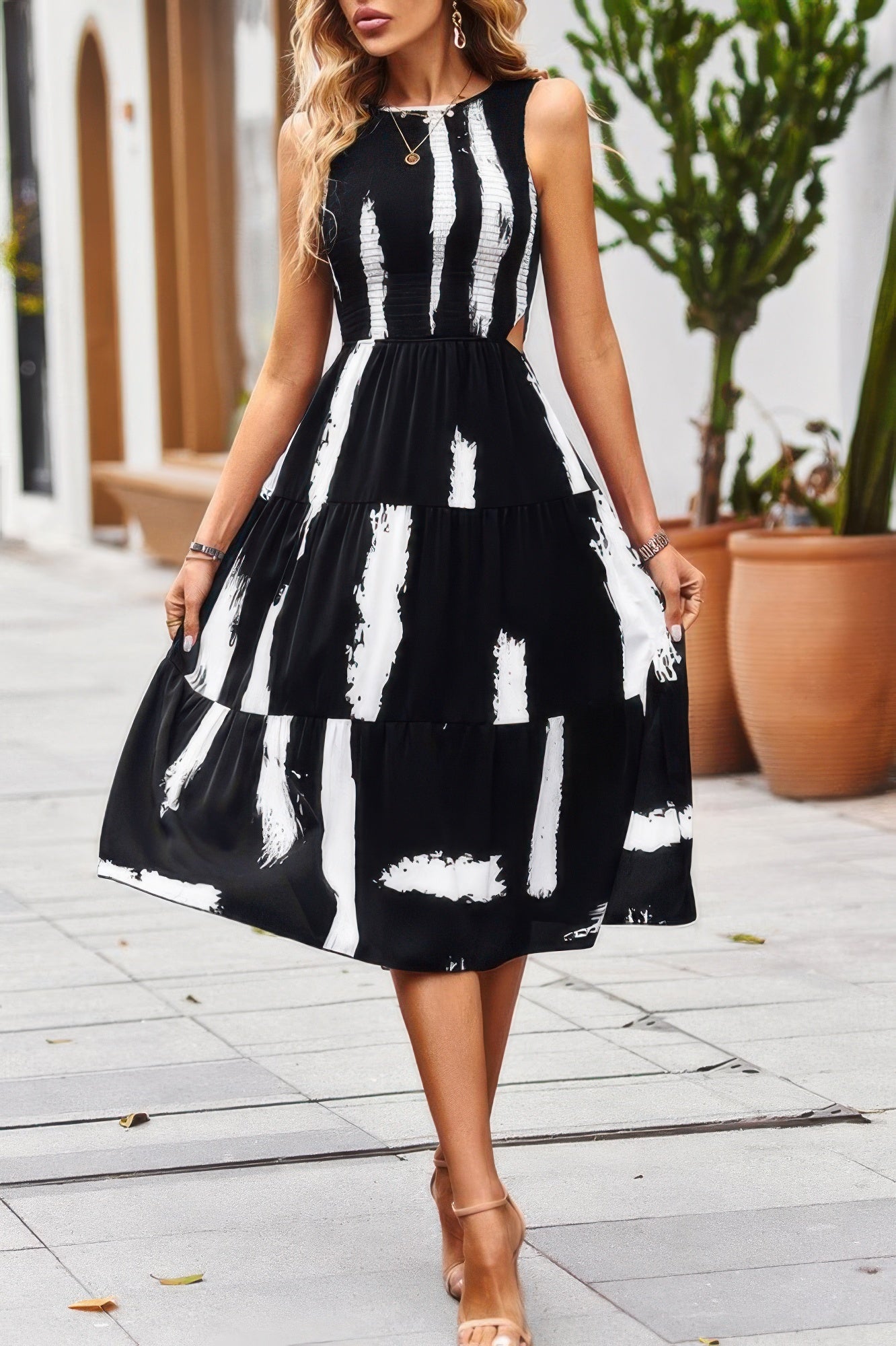 Floral Print Pocket Sleeveless Smocked Split Dress - Tigbul's Variety Fashion Shop