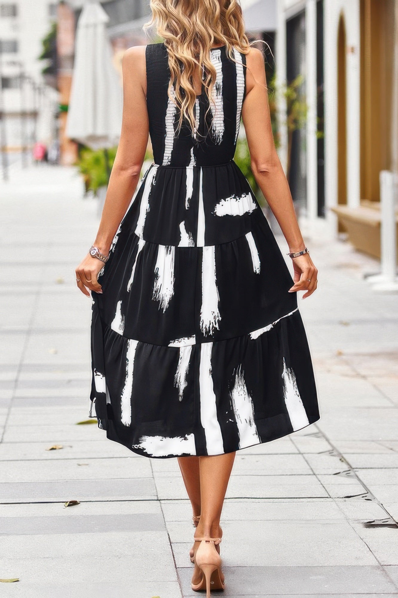 Floral Print Pocket Sleeveless Smocked Split Dress - Tigbul's Variety Fashion Shop