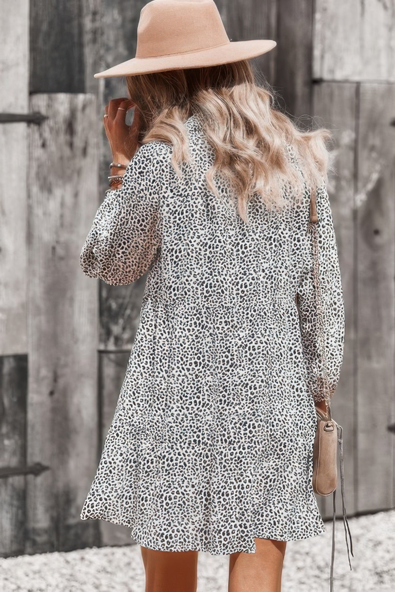 Animal Print Button Down A Line Lantem Sleeve Dress - Tigbul's Variety Fashion Shop
