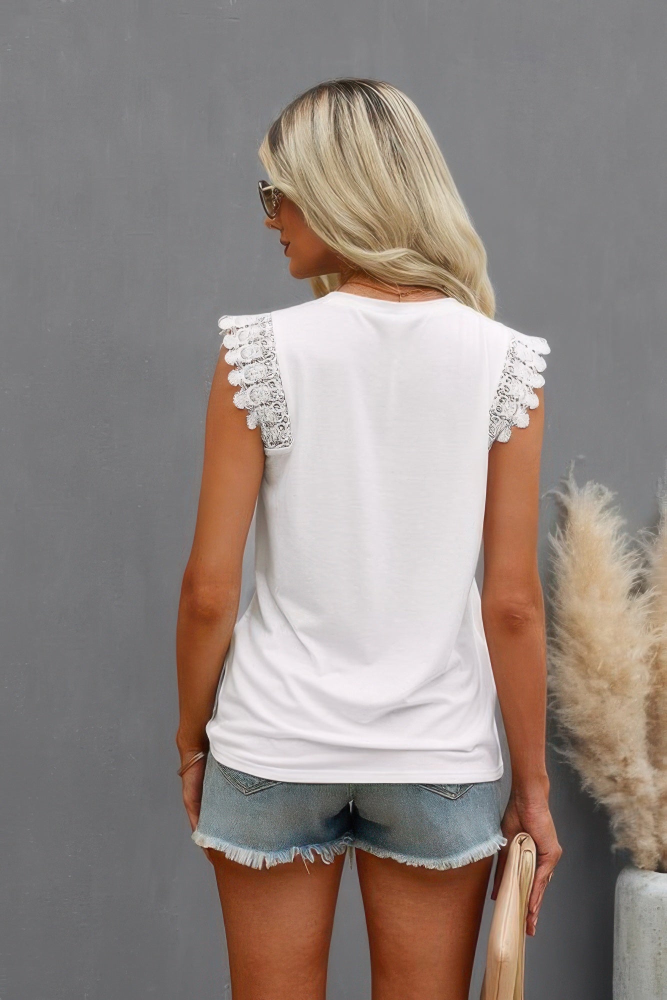 Round Neck Hollow Shoulder Solid Fit Top - Tigbul's Variety Fashion Shop