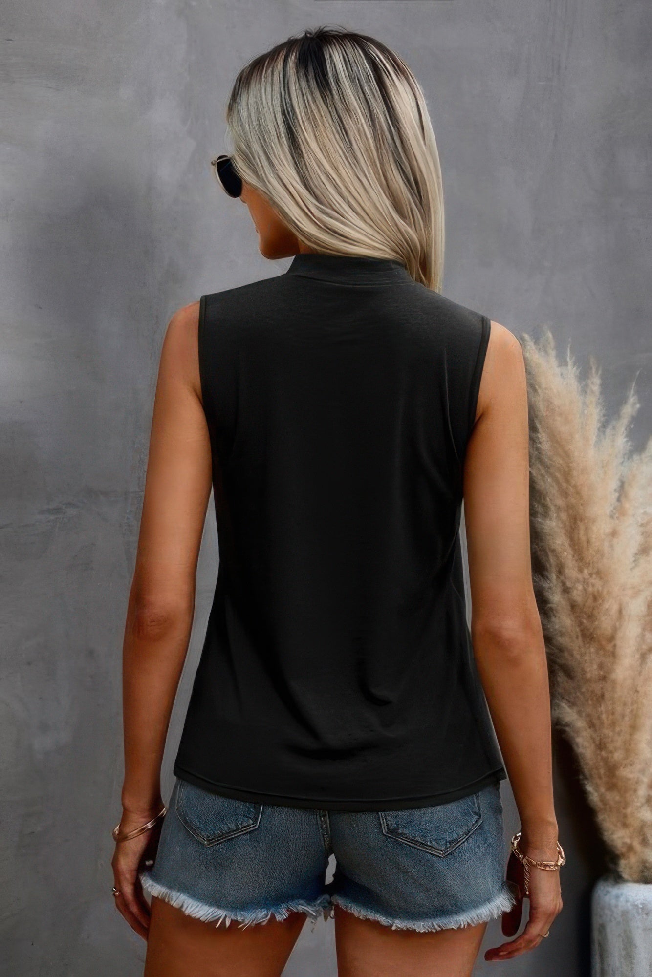Solid Cold Cut Out Shoulder Sleeveless Top - Tigbul's Variety Fashion Shop