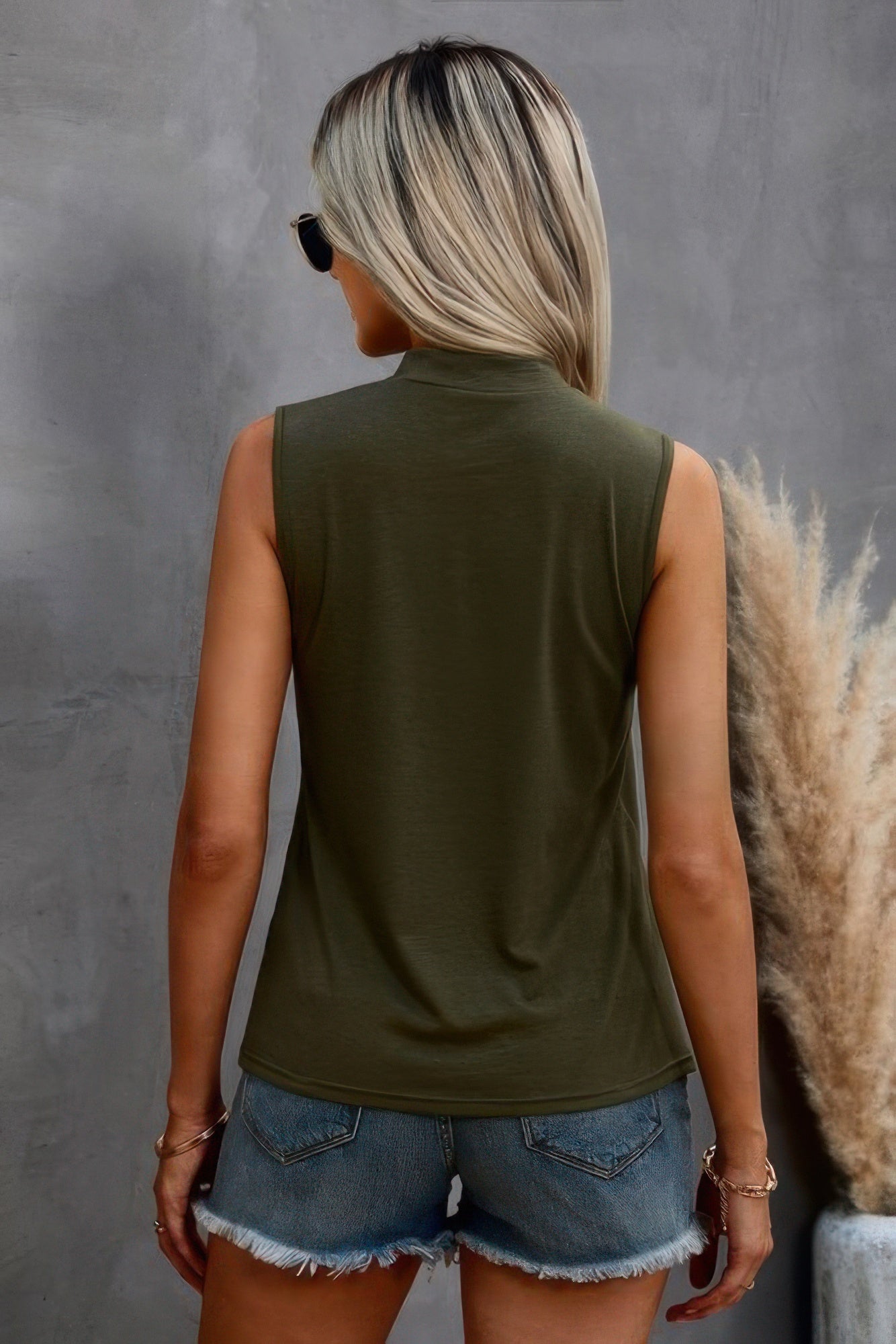 Solid Cold Cut Out Shoulder Sleeveless Top - Tigbul's Variety Fashion Shop
