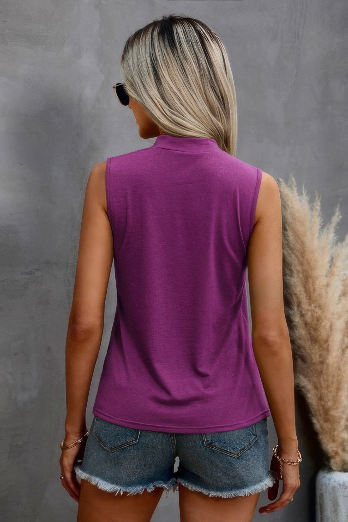 Solid Cold Cut Out Shoulder Sleeveless Top - Tigbul's Variety Fashion Shop