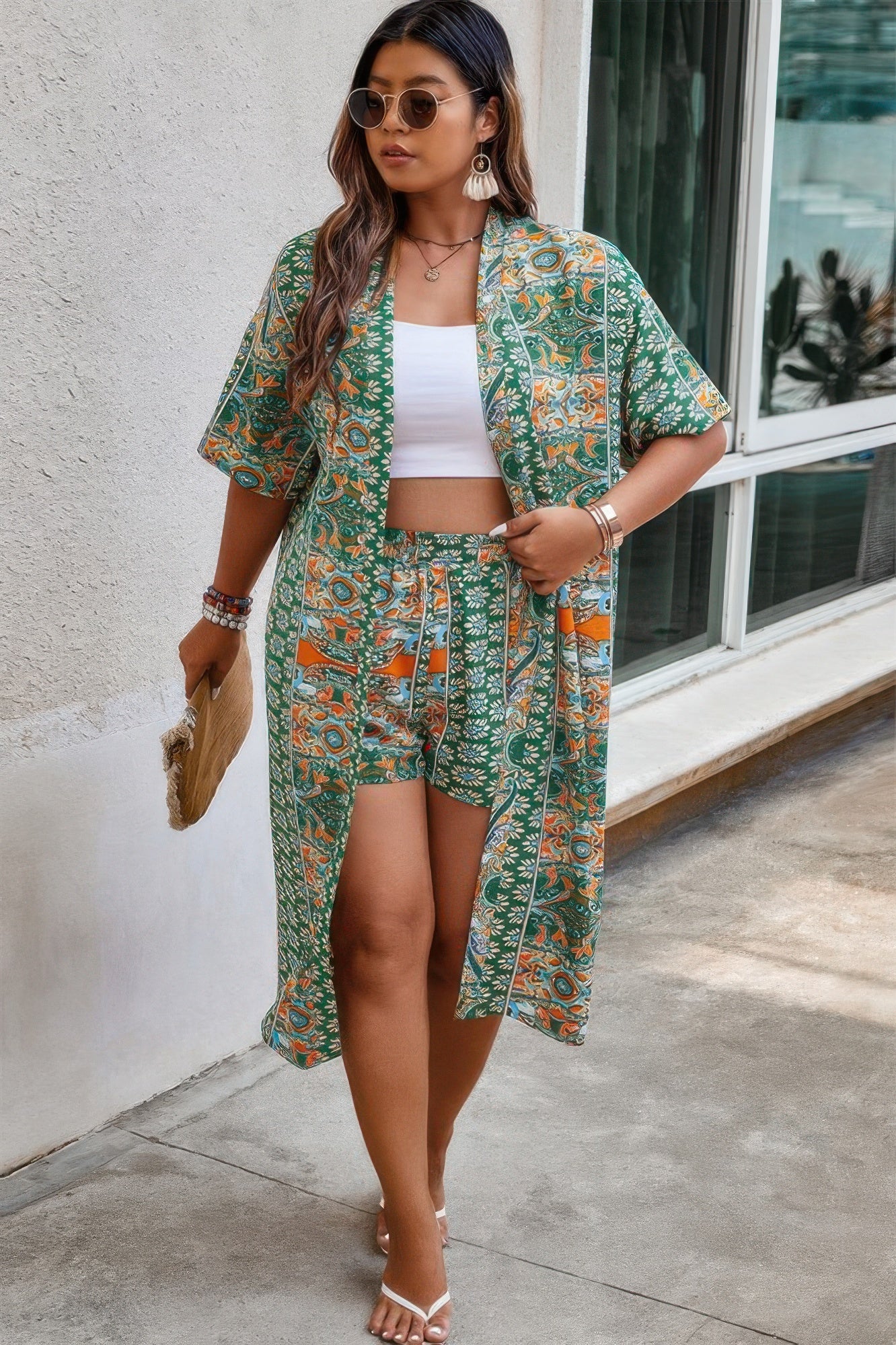 Plus Size Two Pieces Printed Elastic Waist Sets - Tigbul's Variety Fashion Shop