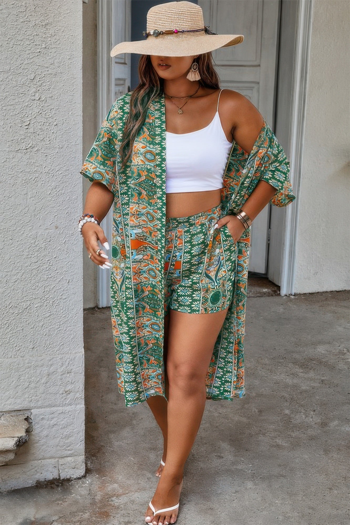Plus Size Two Pieces Printed Elastic Waist Sets - Tigbul's Variety Fashion Shop