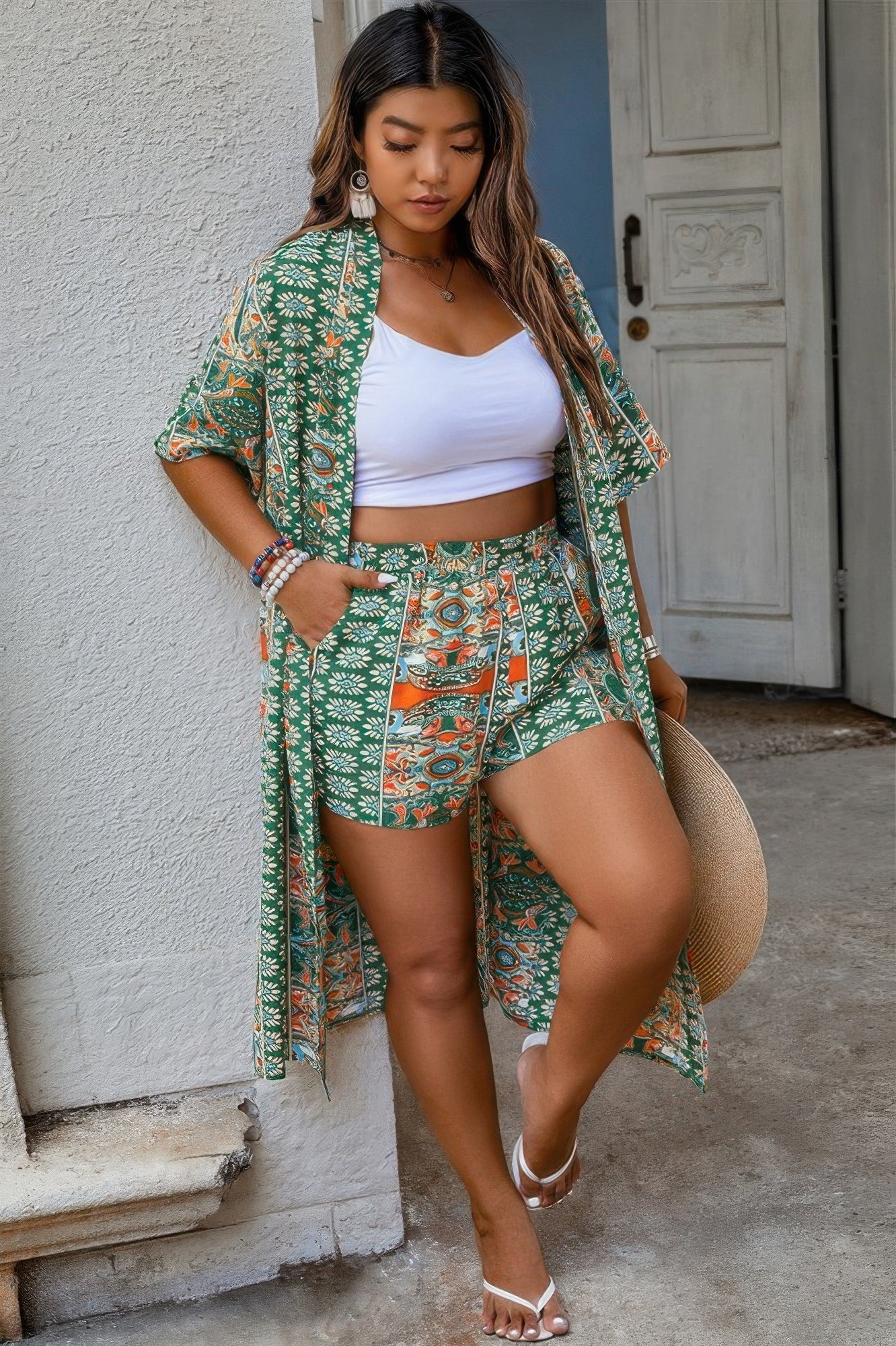 Plus Size Two Pieces Printed Elastic Waist Sets - Tigbul's Variety Fashion Shop