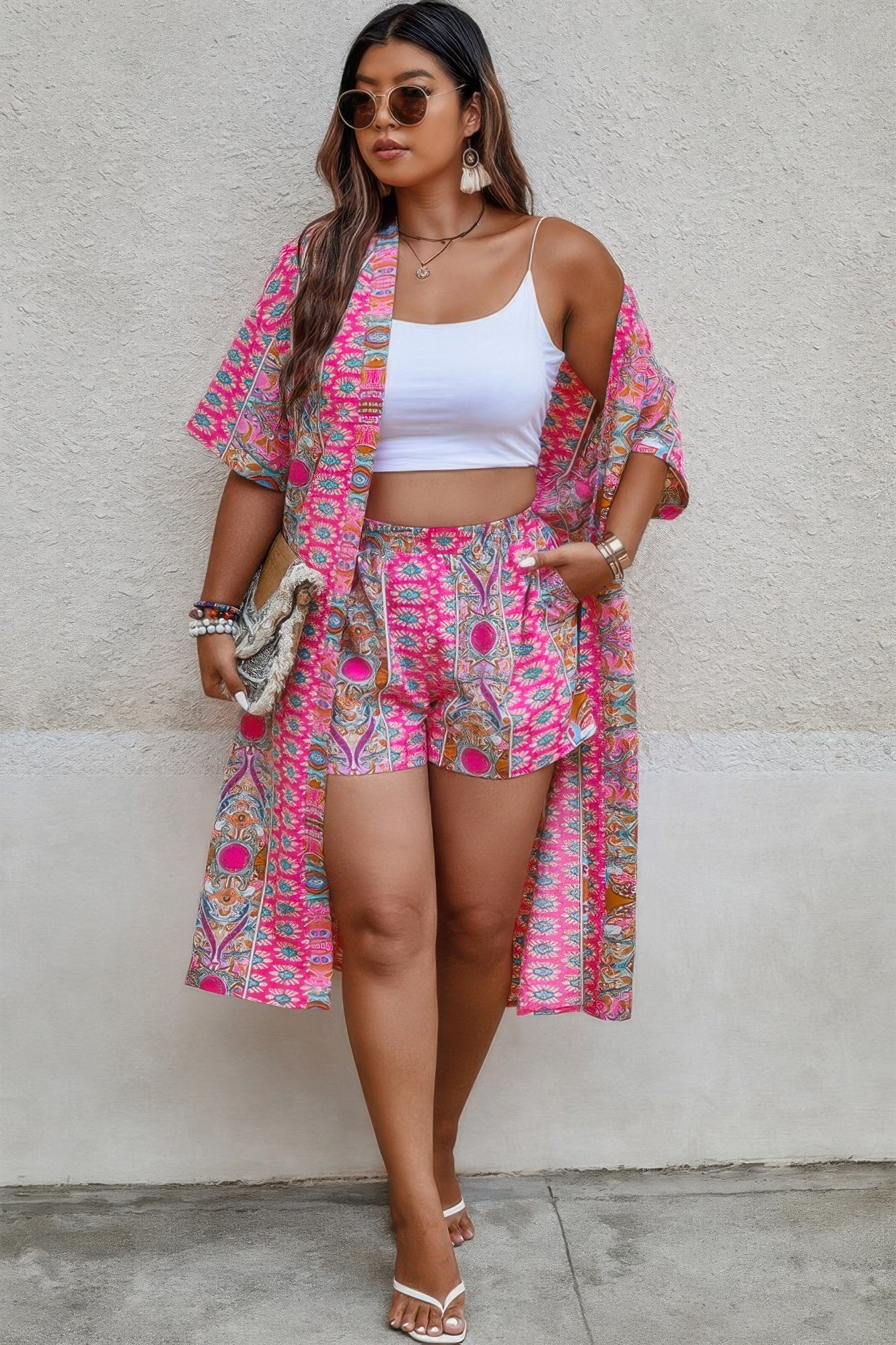 Plus Size Two Pieces Printed Elastic Waist Sets - Tigbul's Variety Fashion Shop