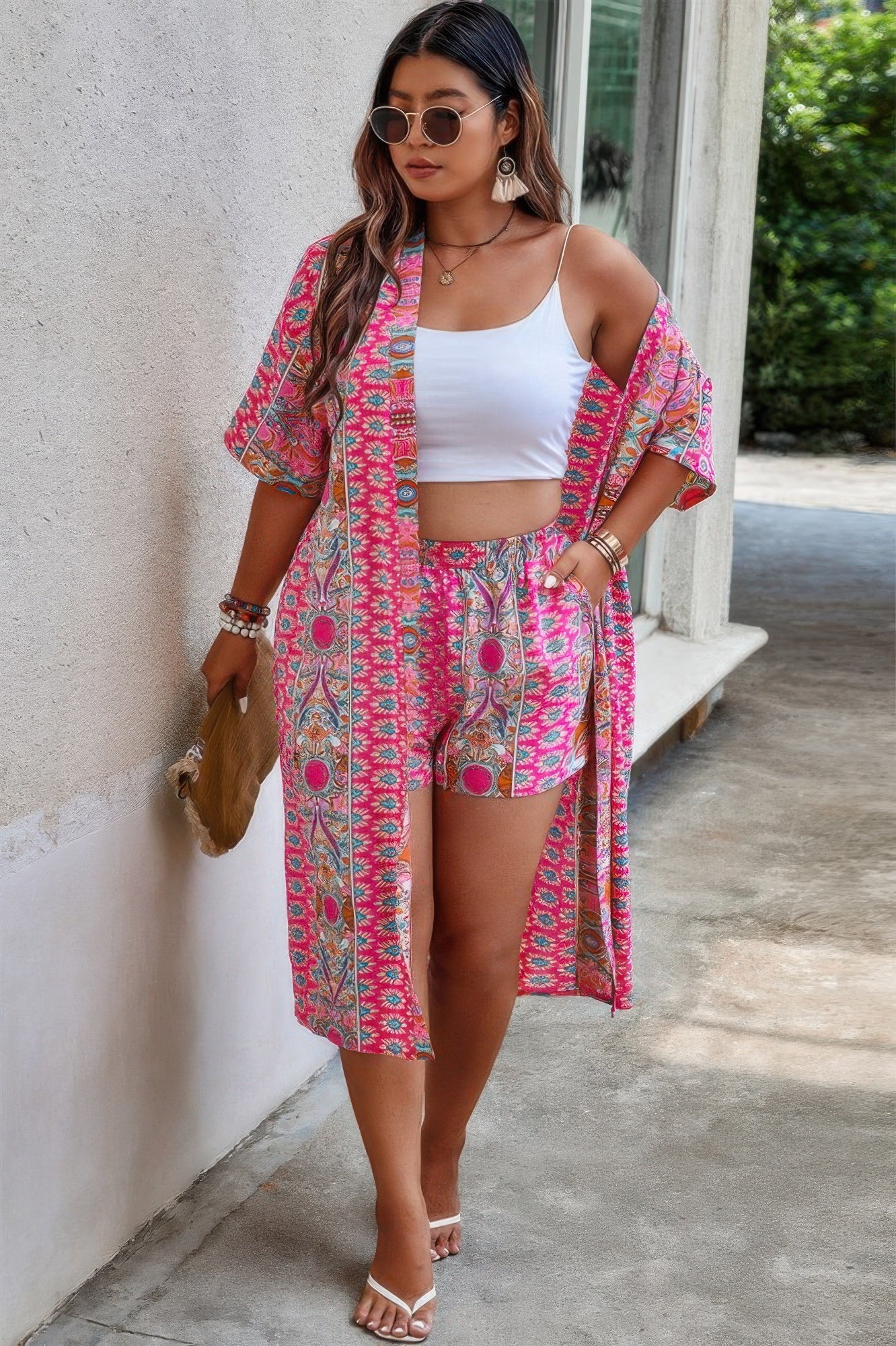 Plus Size Two Pieces Printed Elastic Waist Sets - Tigbul's Variety Fashion Shop