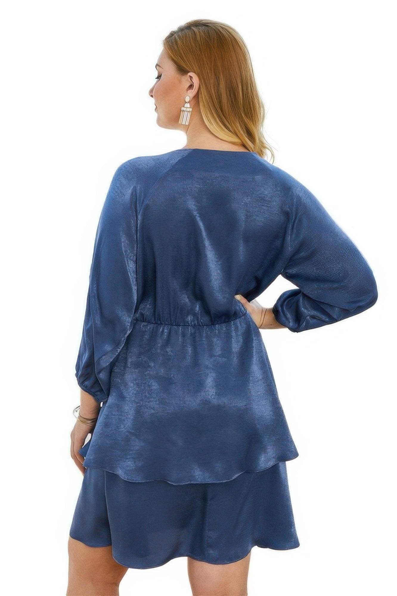 Plus Size Solid V Neck Ruffled Hem Dress - Tigbul's Variety Fashion Shop