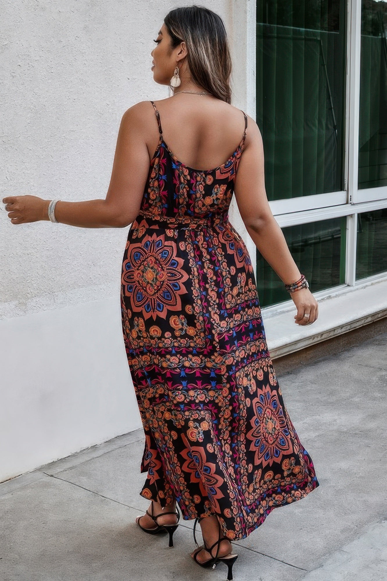 Plus Size Floral Belted Cami Boho Long Dress - Tigbul's Variety Fashion Shop