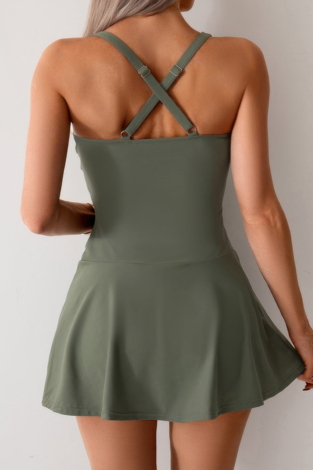 One Piece Ruched Crossover Sleeveless Swimsuit - Tigbul's Variety Fashion Shop