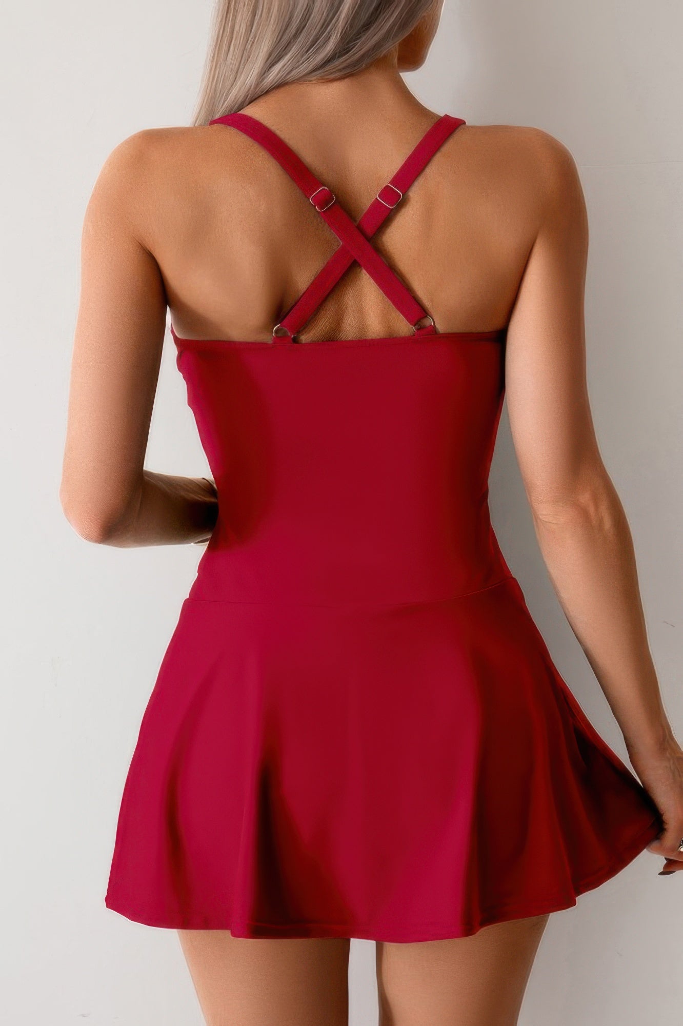 One Piece Ruched Crossover Sleeveless Swimsuit - Tigbul's Variety Fashion Shop