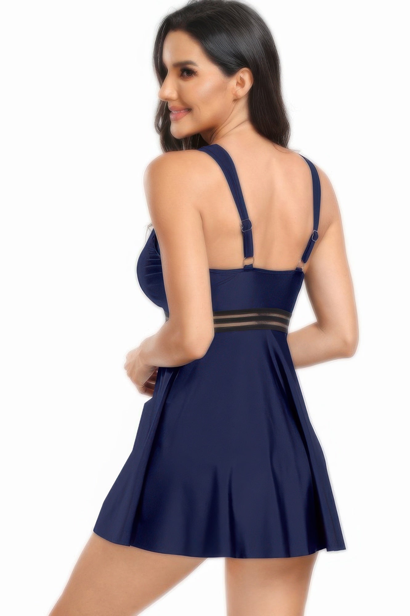 Strip Lace Trim Sleeveless Deep V Neck Swimsuits - Tigbul's Variety Fashion Shop