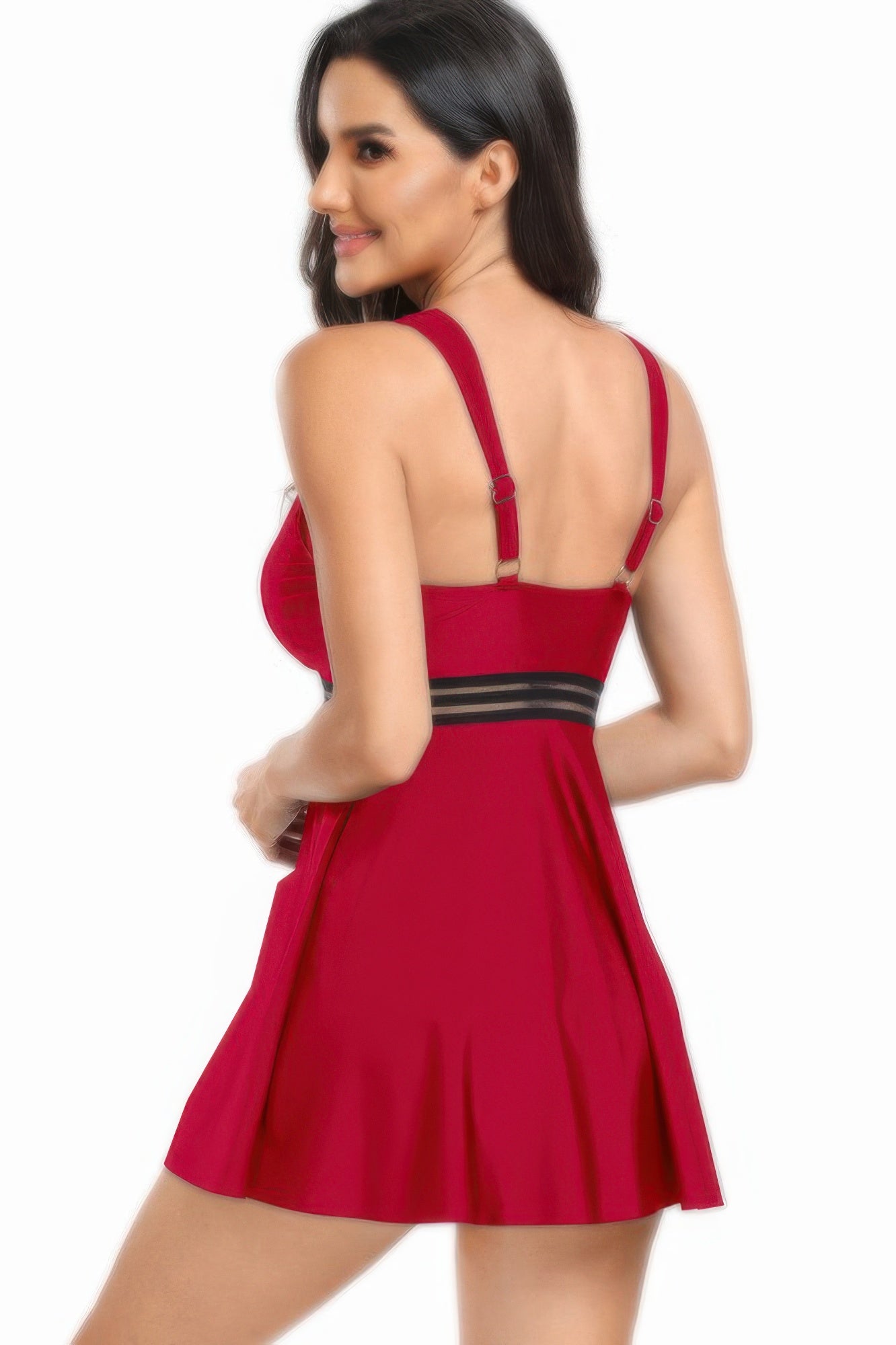 Strip Lace Trim Sleeveless Deep V Neck Swimsuits - Tigbul's Variety Fashion Shop