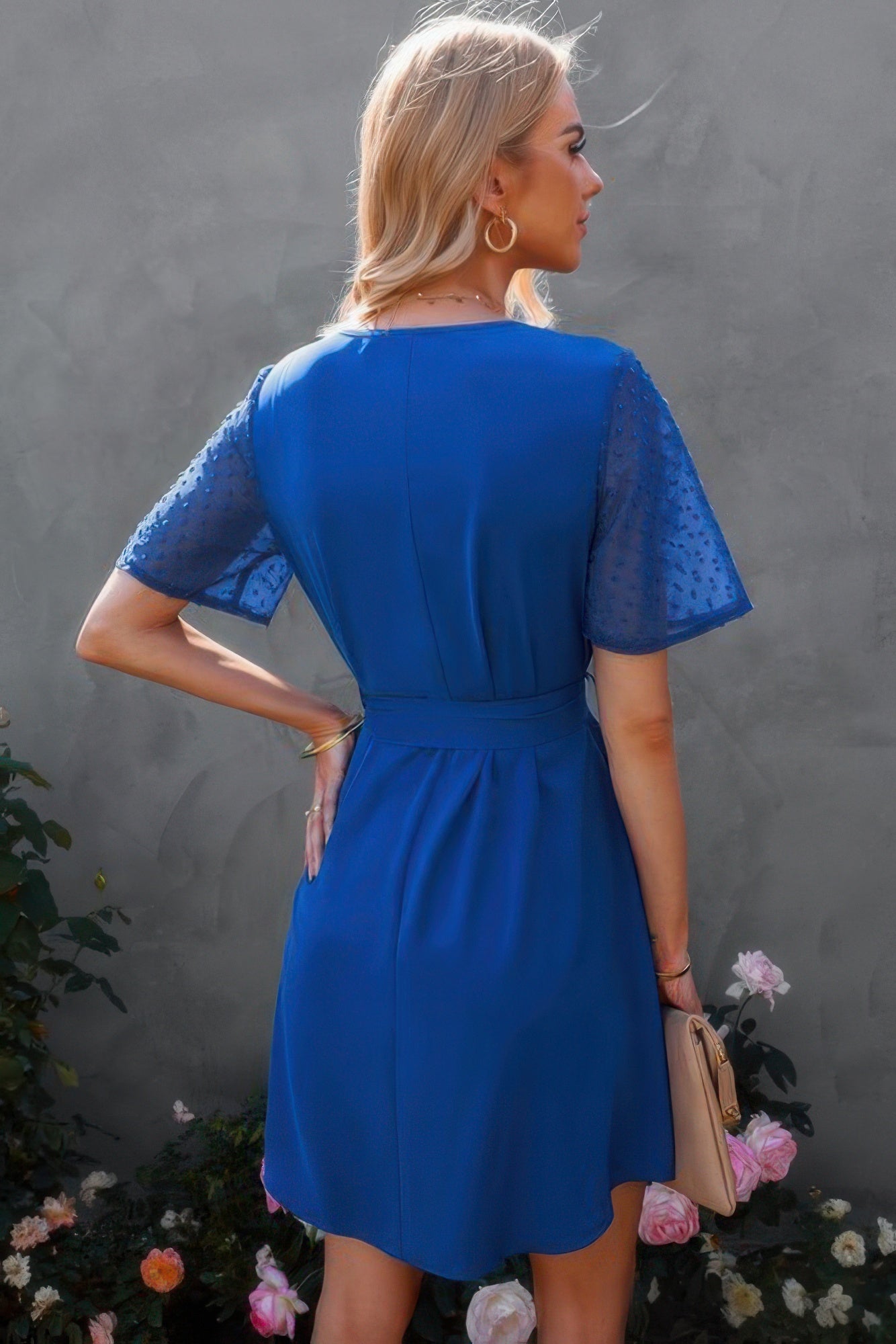 V Neck Short Sleeve Short Dress - Tigbul's Variety Fashion Shop