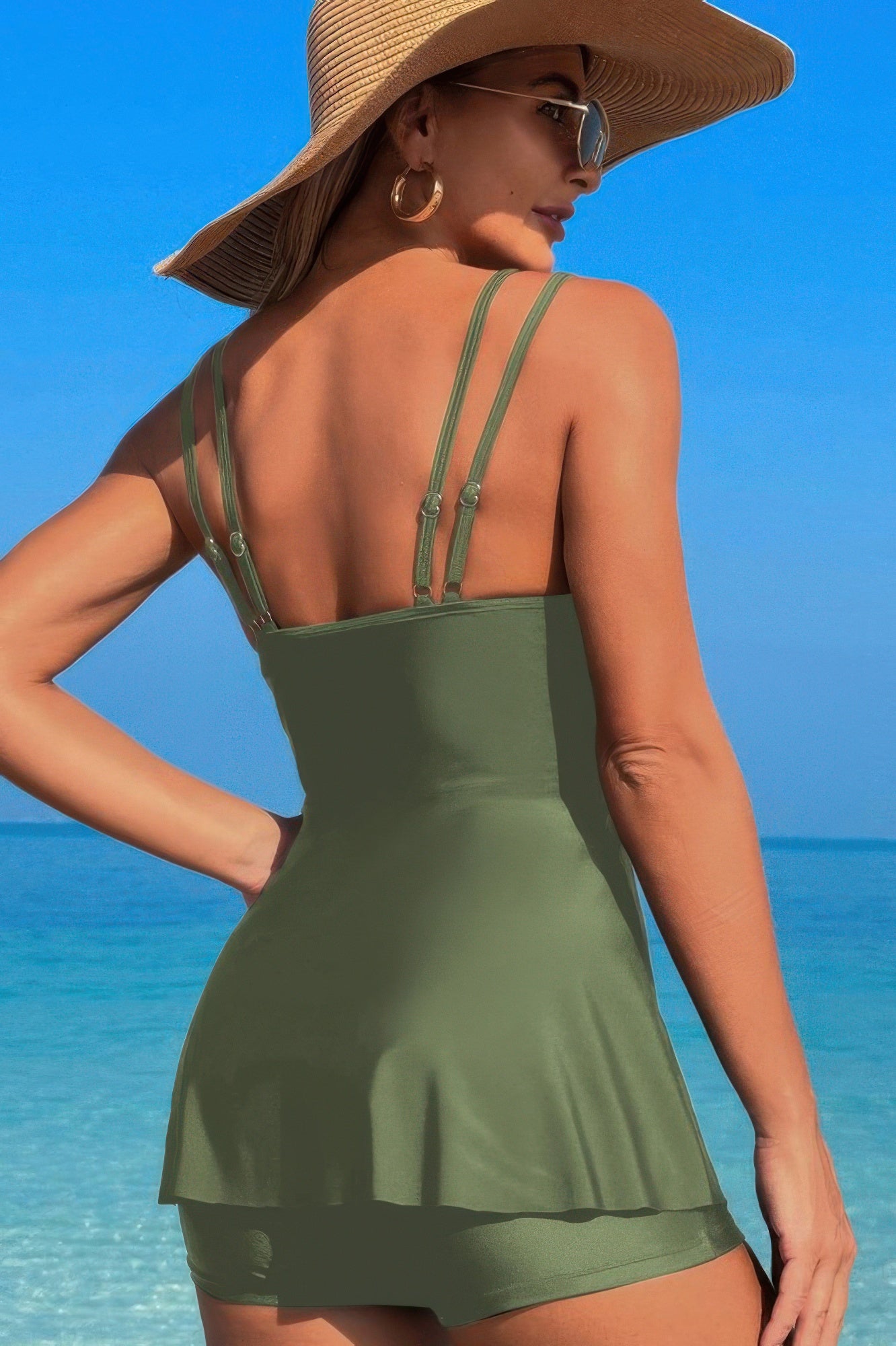 Square Neck Bottom Mesh Two Piece Swimsuit - Tigbul's Variety Fashion Shop