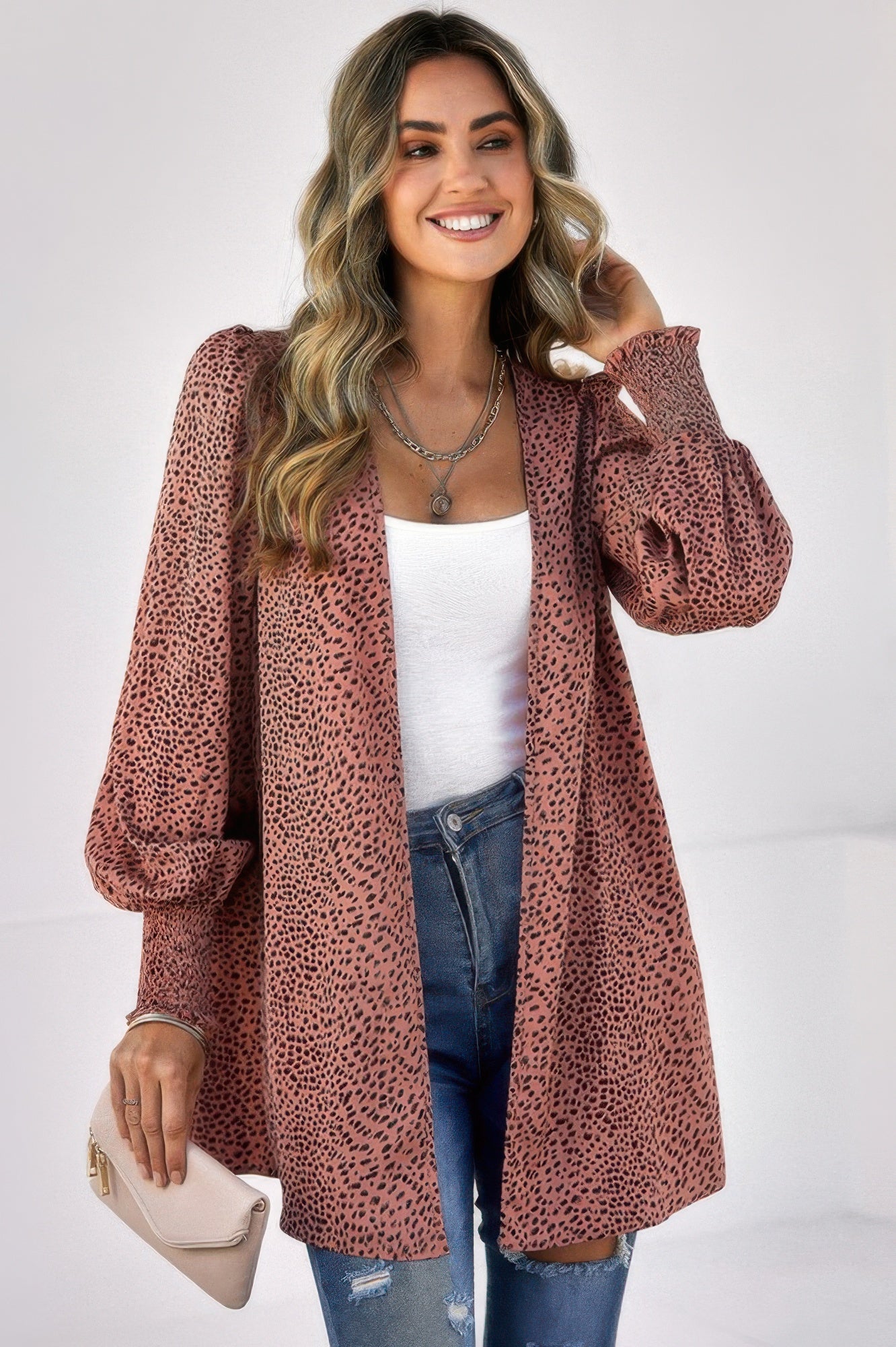 Front Open Leopard Print Loose Fit Top - Tigbul's Variety Fashion Shop