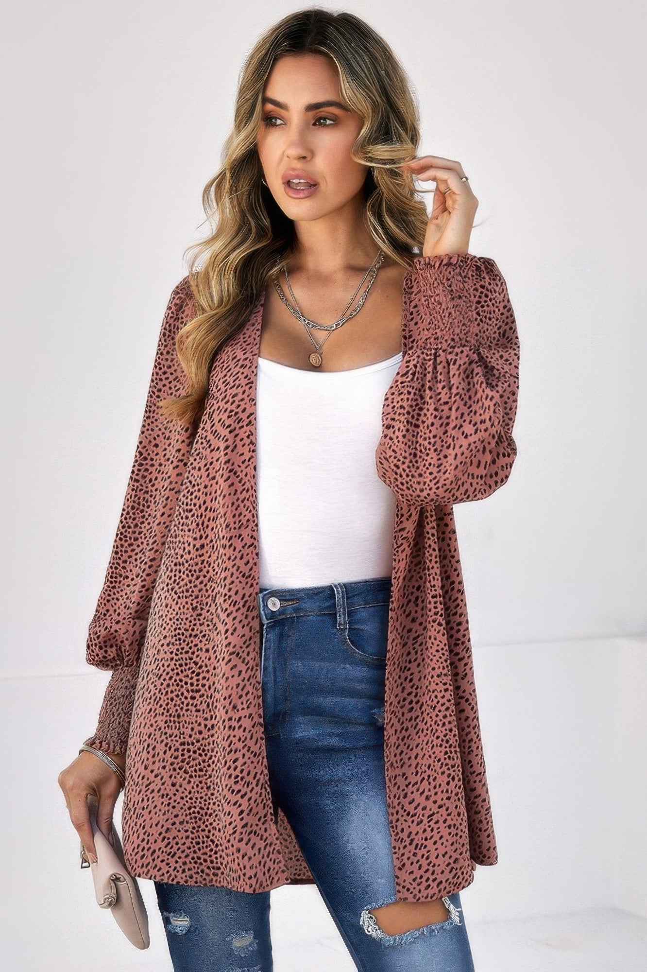 Front Open Leopard Print Loose Fit Top - Tigbul's Variety Fashion Shop