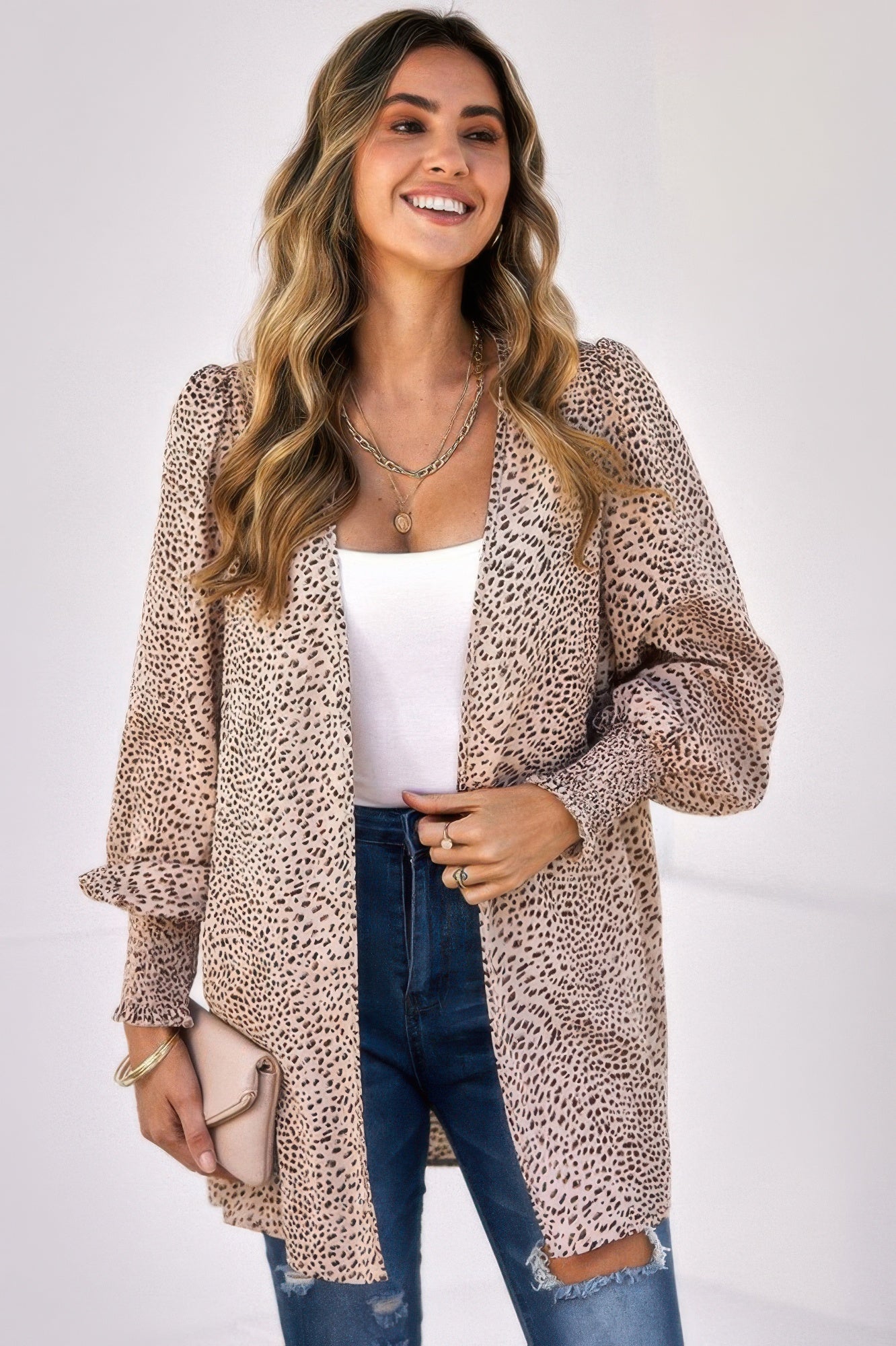 Front Open Leopard Print Loose Fit Top - Tigbul's Variety Fashion Shop