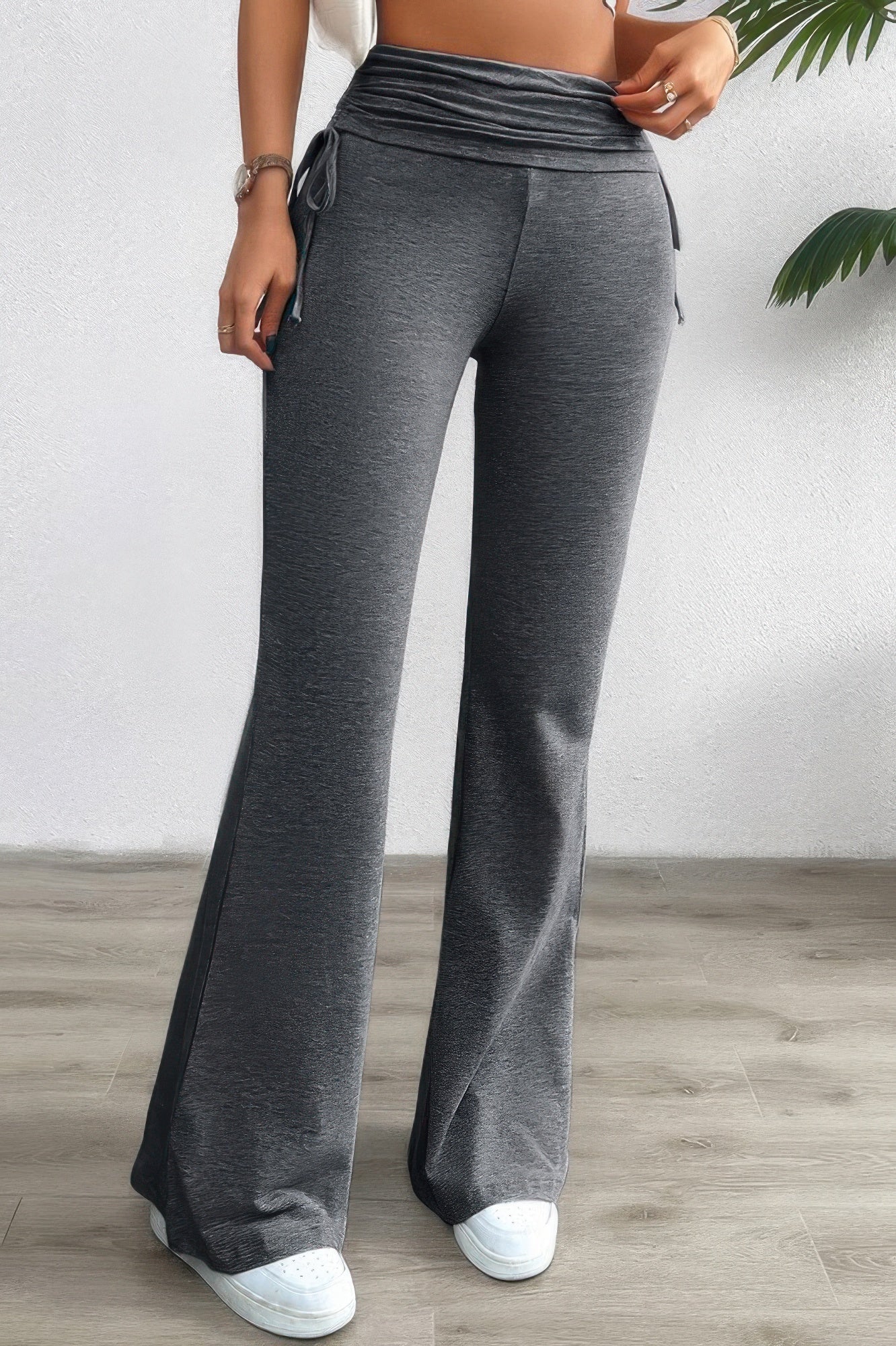 Pleated Solid Waist Band Fit Pants - Tigbul's Variety Fashion Shop