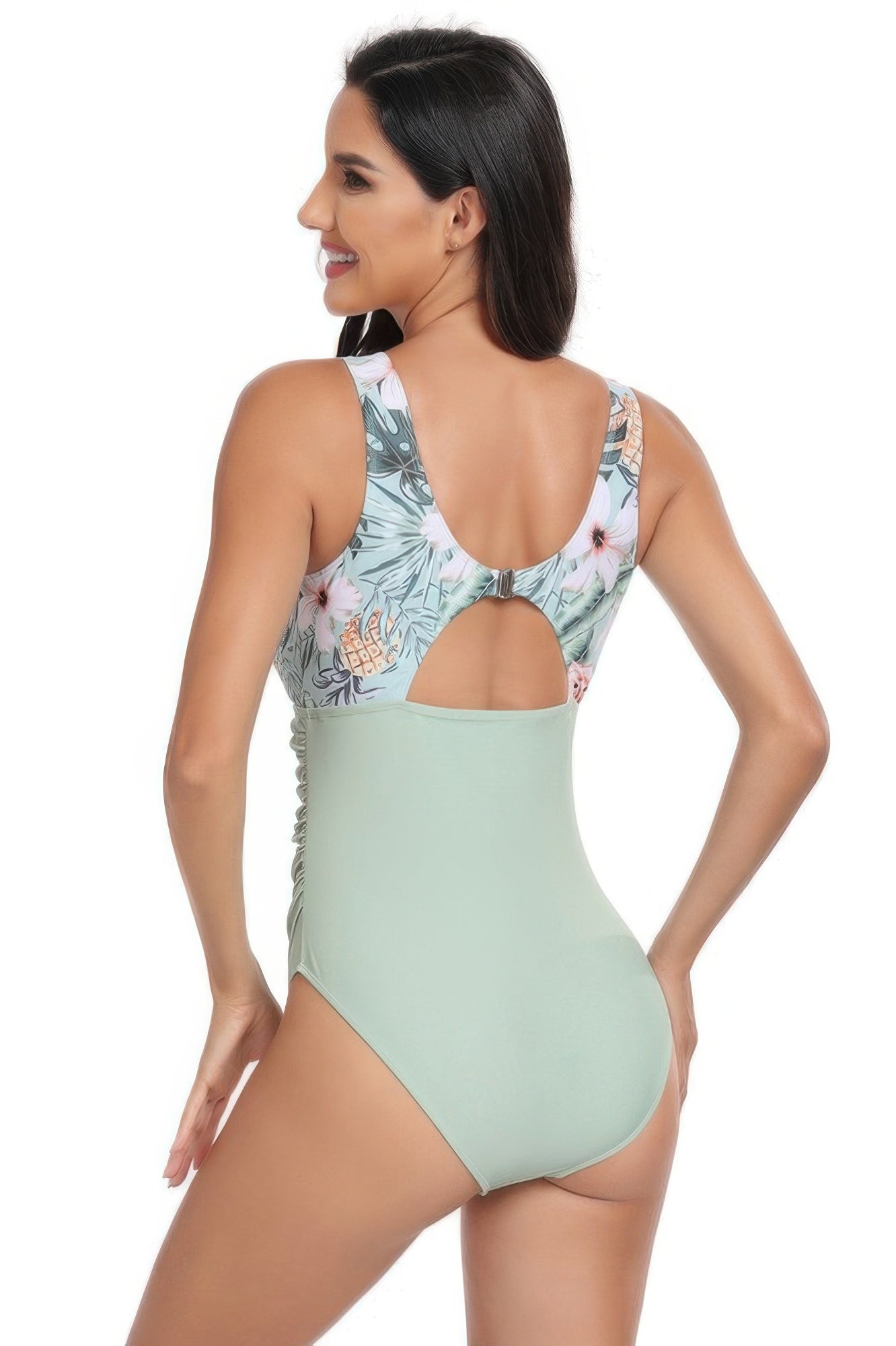 Sleeveless Color Block Floral Fit Lace Swimsuits - Tigbul's Variety Fashion Shop