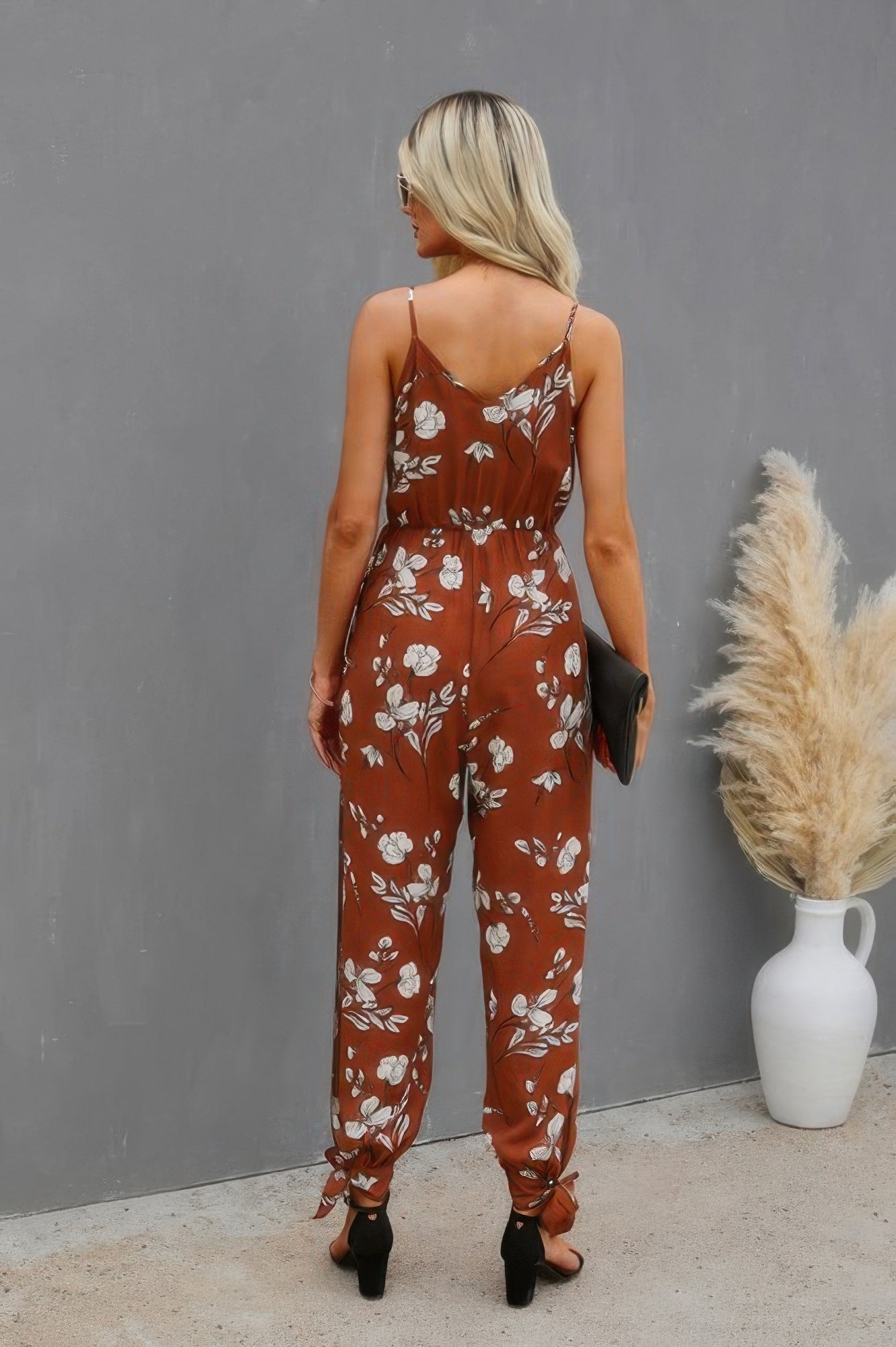 V Neck Spaghetti Straps Jumpsuit - Tigbul's Variety Fashion Shop