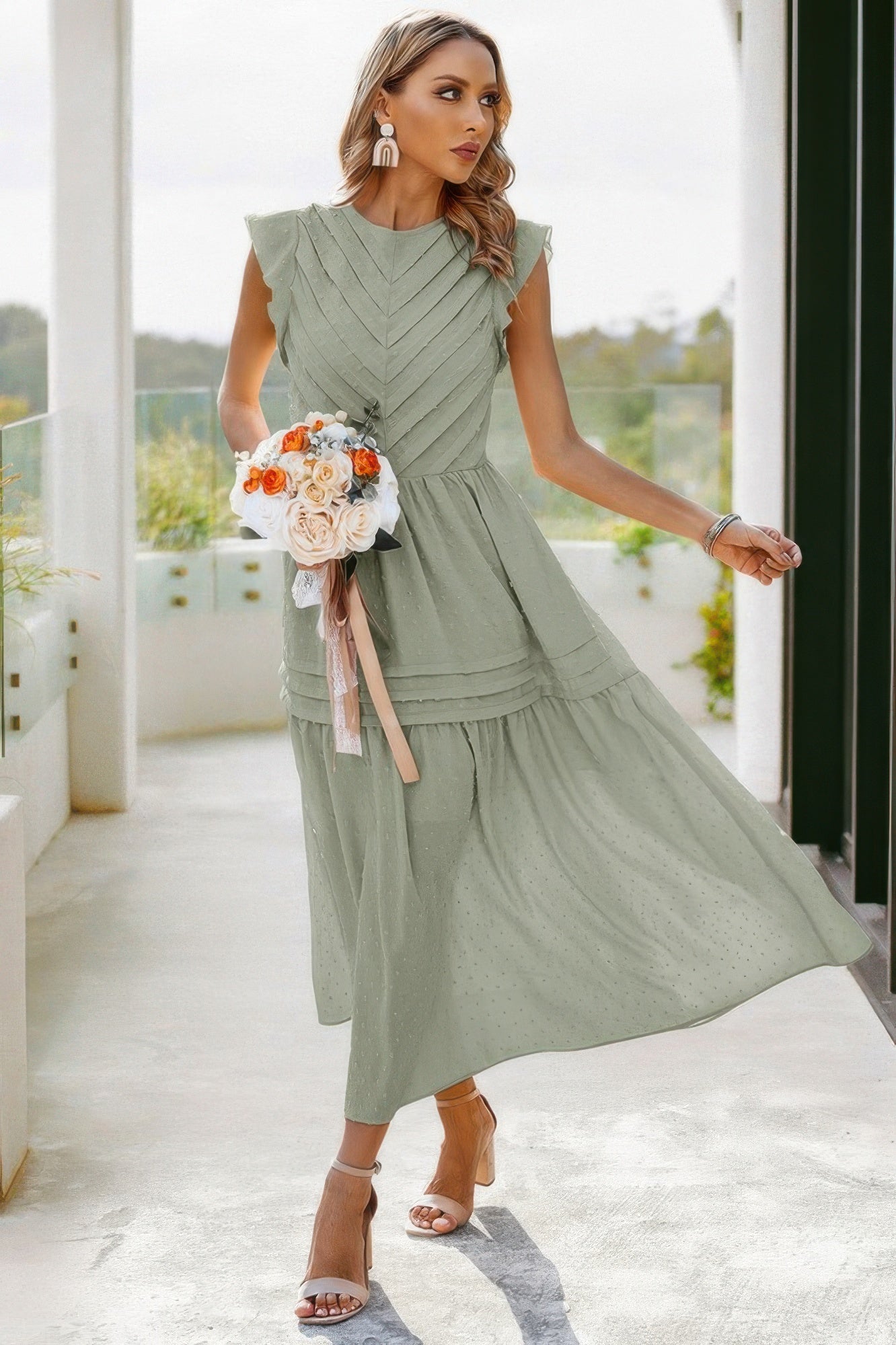 Ruffle Solid Willow Smocked Maxi Dress - Tigbul's Variety Fashion Shop