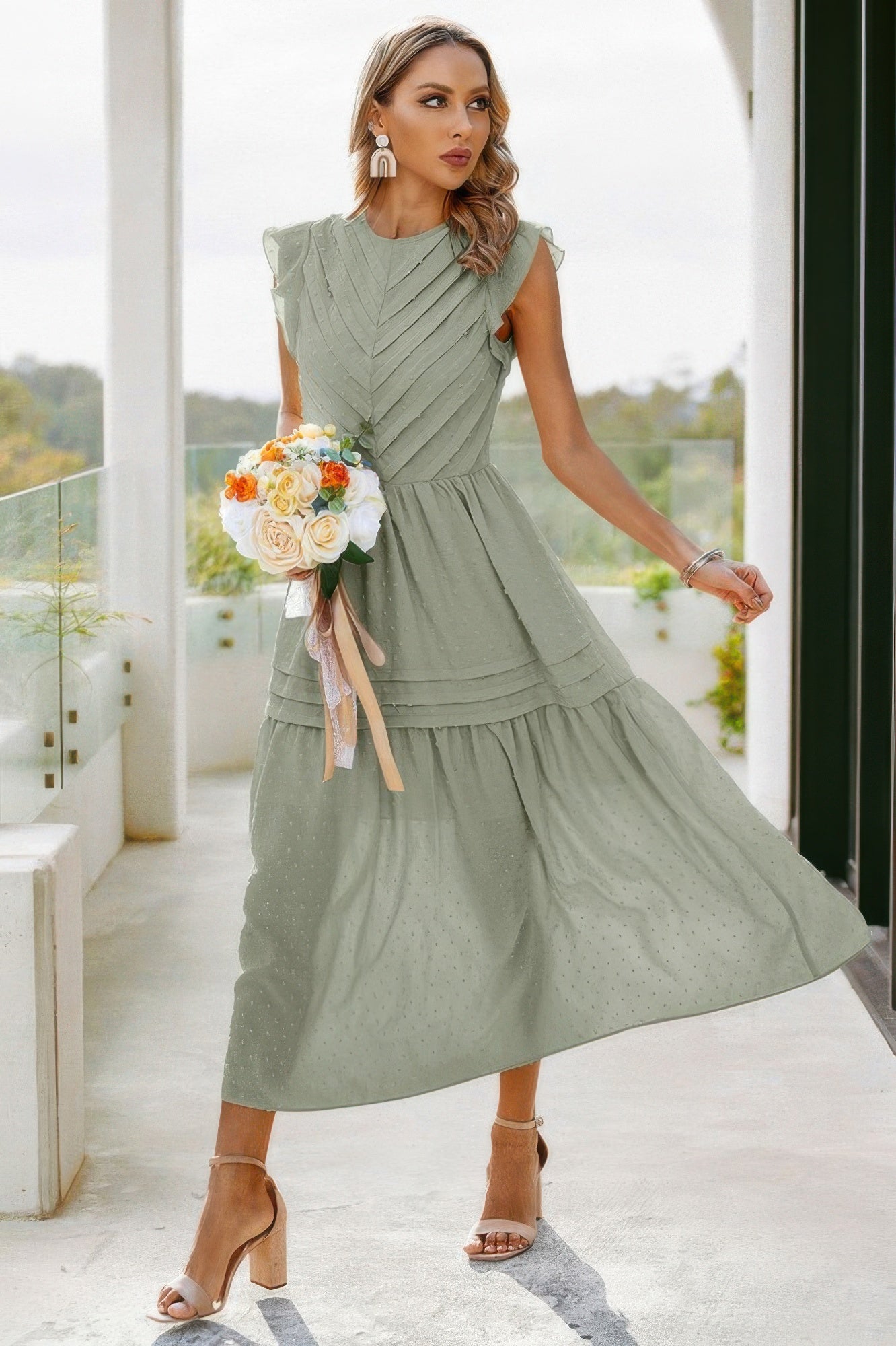 Ruffle Solid Willow Smocked Maxi Dress - Tigbul's Variety Fashion Shop