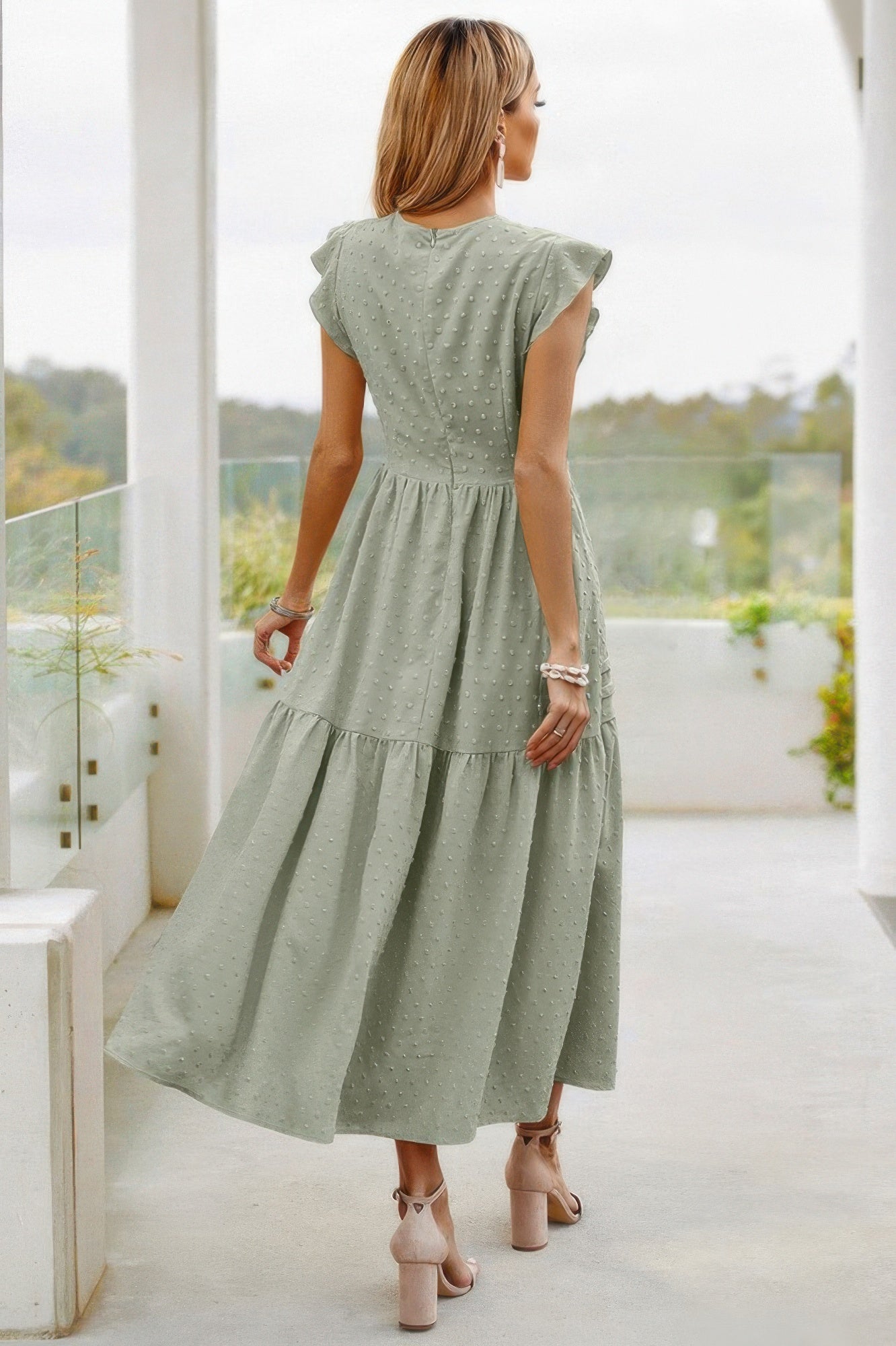 Ruffle Solid Willow Smocked Maxi Dress - Tigbul's Variety Fashion Shop