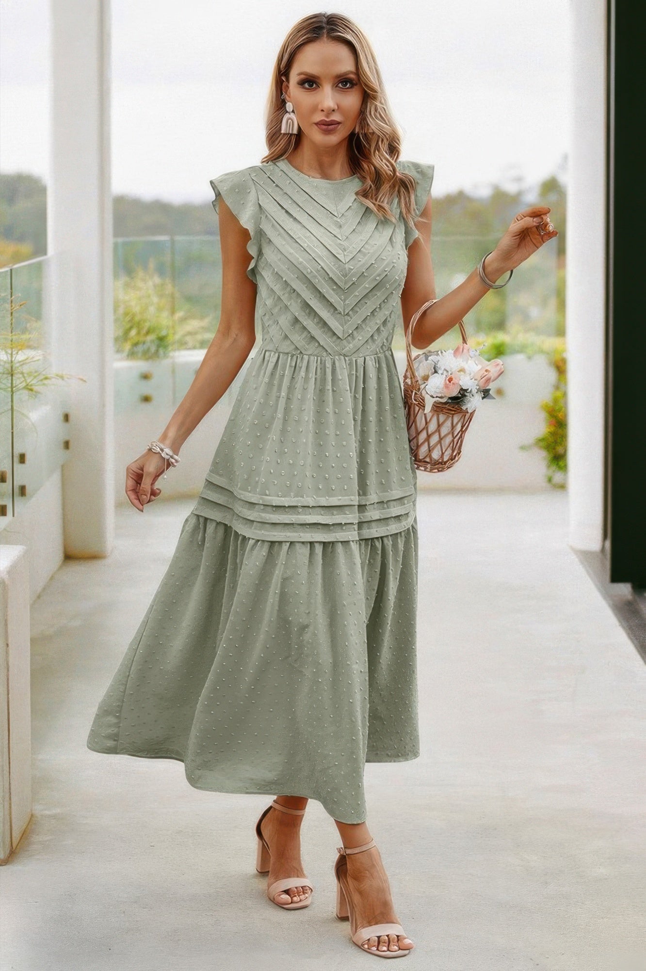 Ruffle Solid Willow Smocked Maxi Dress - Tigbul's Variety Fashion Shop
