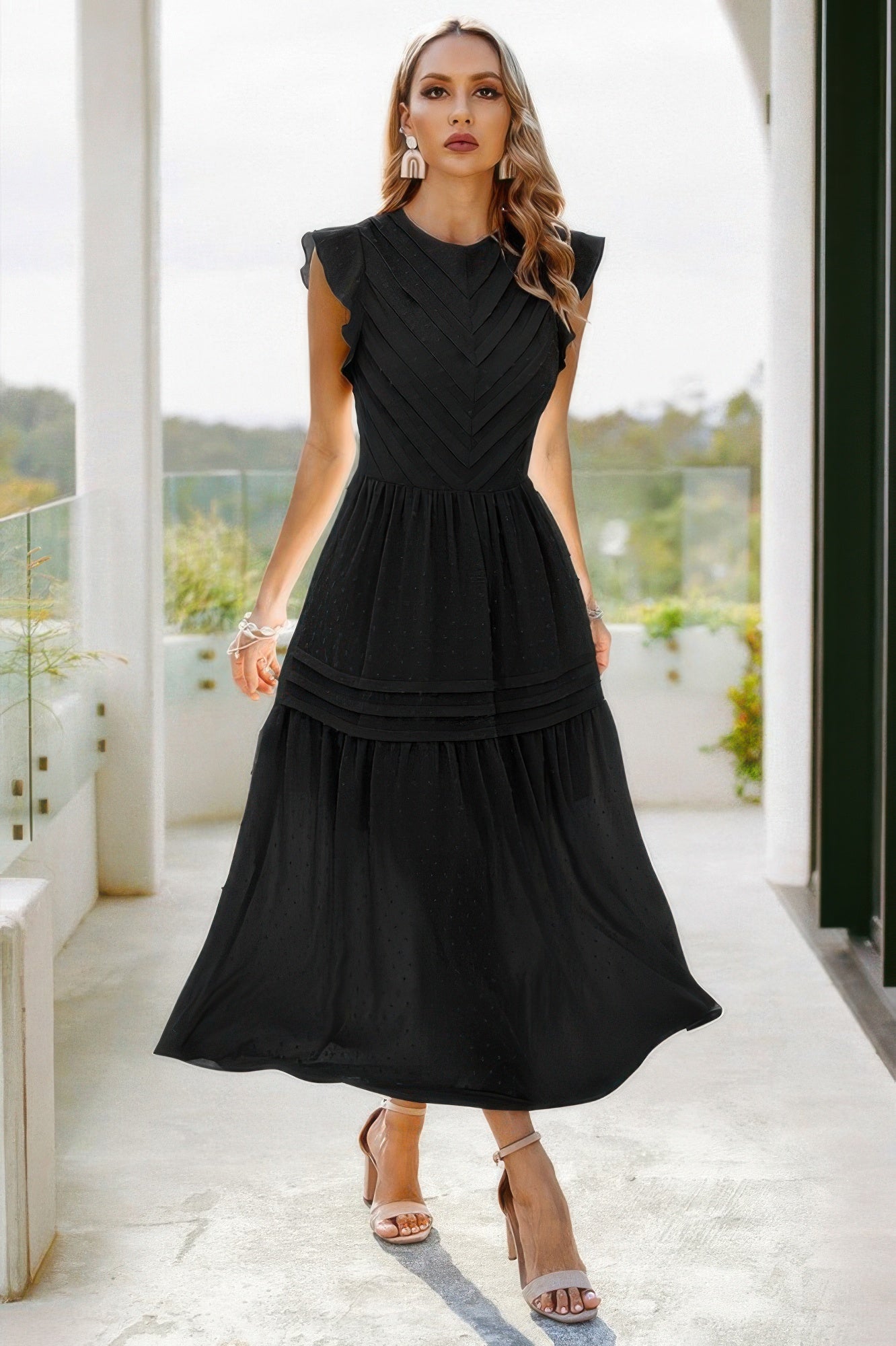 Ruffle Solid Willow Smocked Maxi Dress - Tigbul's Variety Fashion Shop