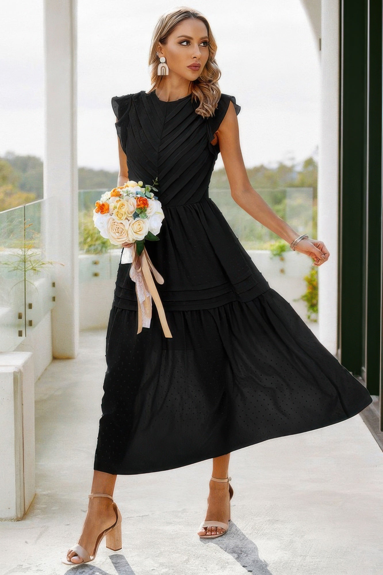 Ruffle Solid Willow Smocked Maxi Dress - Tigbul's Variety Fashion Shop