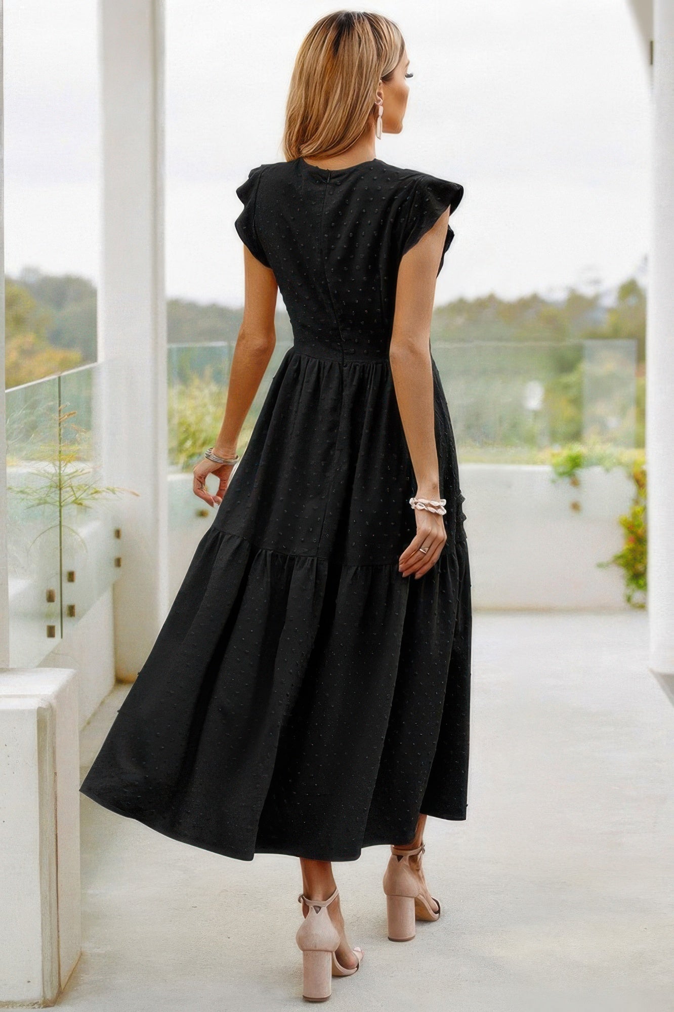 Ruffle Solid Willow Smocked Maxi Dress - Tigbul's Variety Fashion Shop