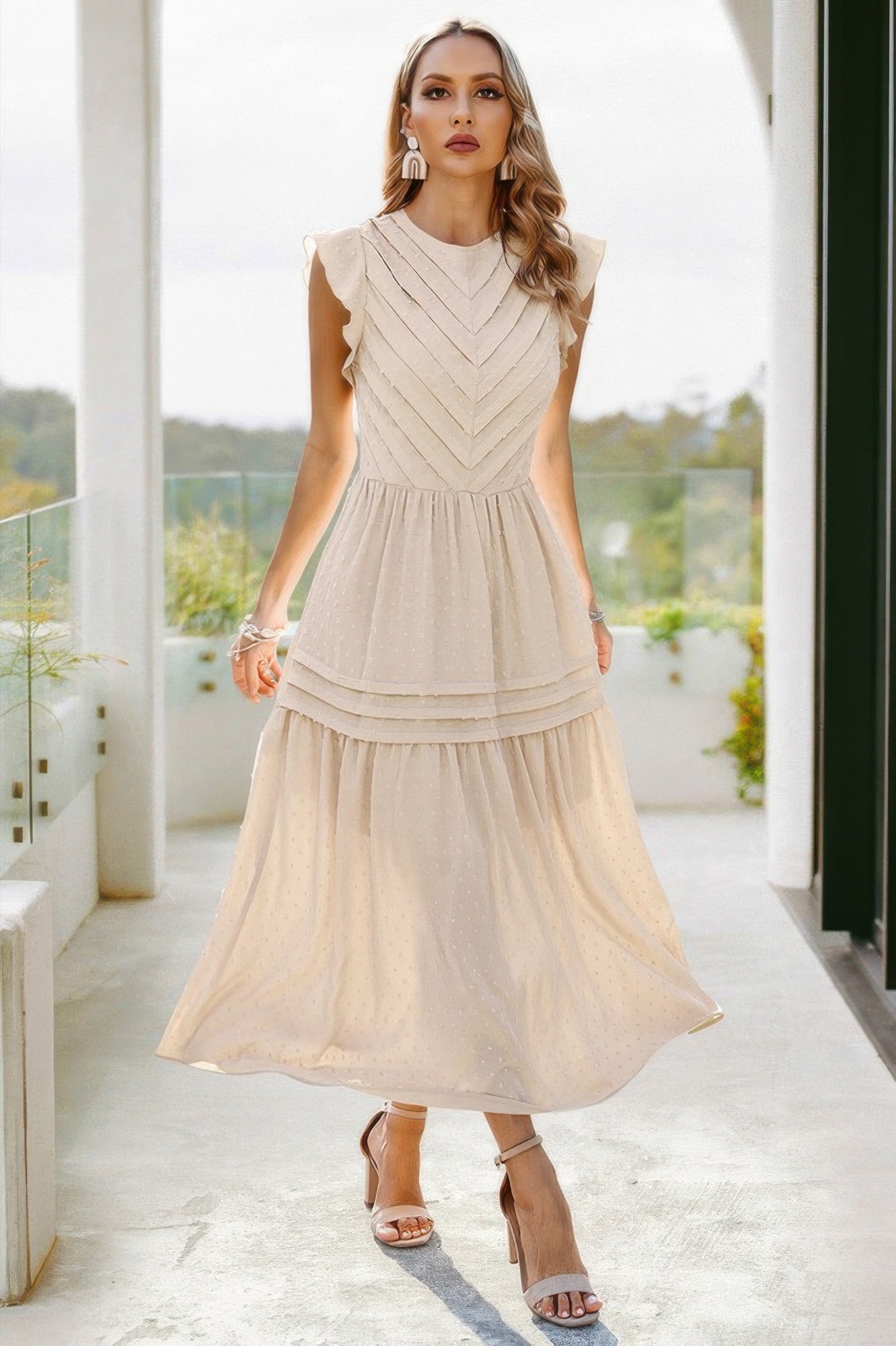 Ruffle Solid Willow Smocked Maxi Dress - Tigbul's Variety Fashion Shop